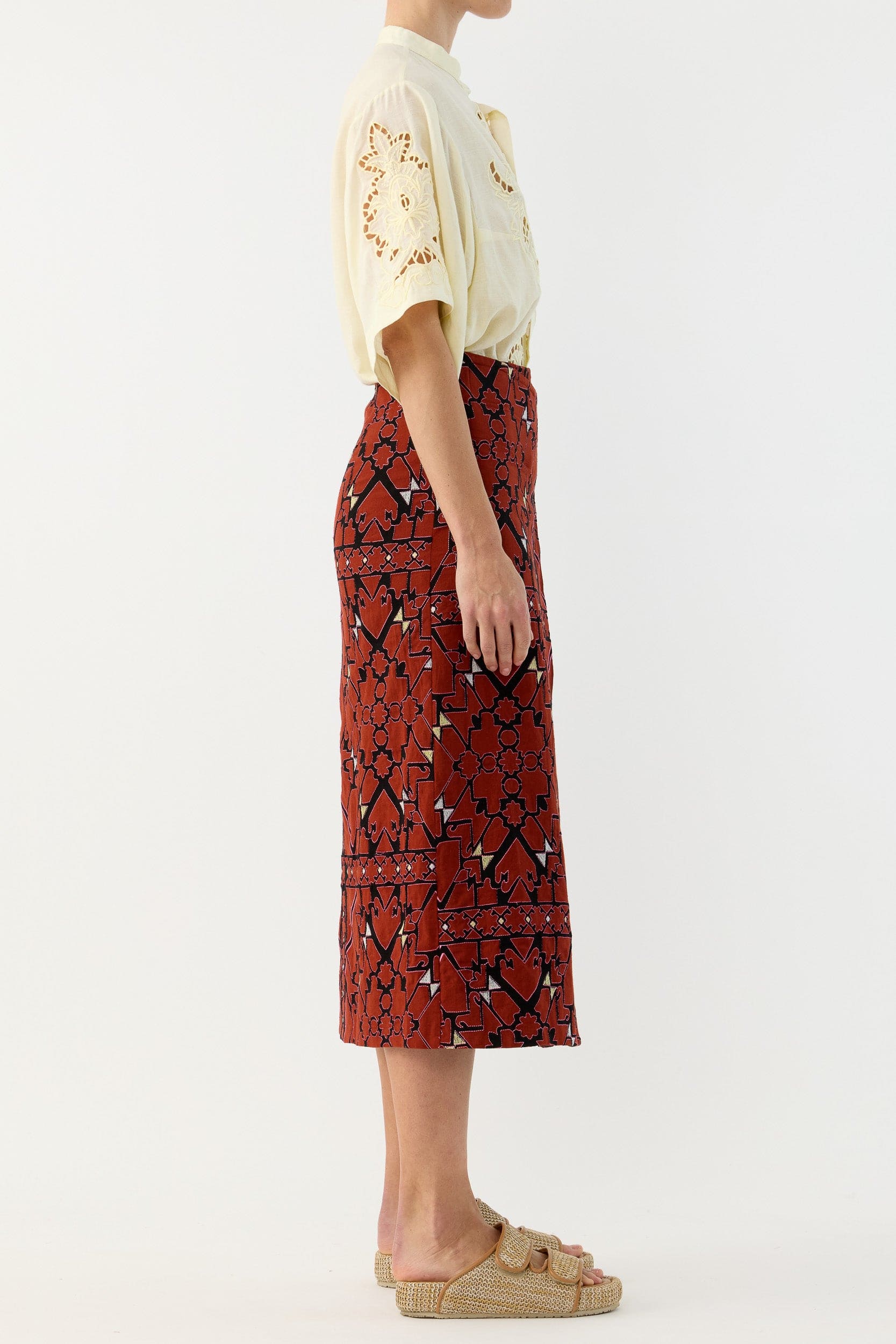 Jericho Embroidered Cotton Wrap Skirt