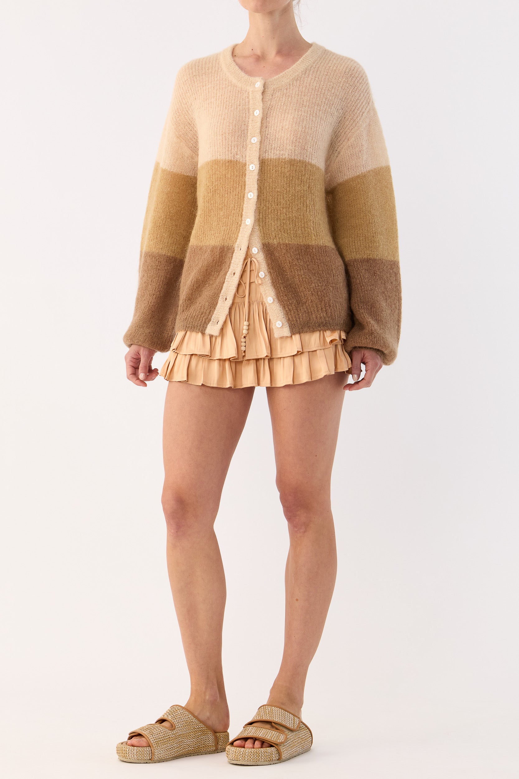 Inez Mohair-Wool Logo Knit Cardigan