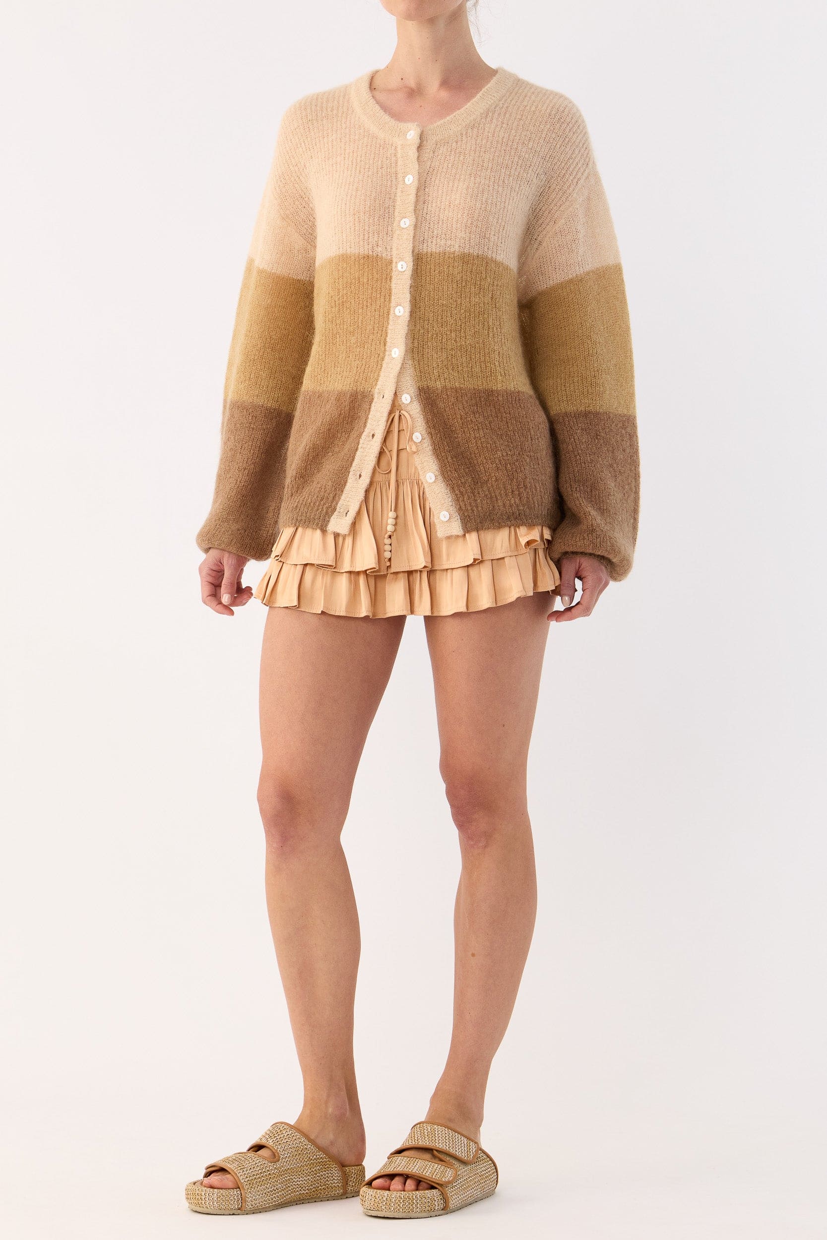 Inez Mohair-Wool Logo Knit Cardigan