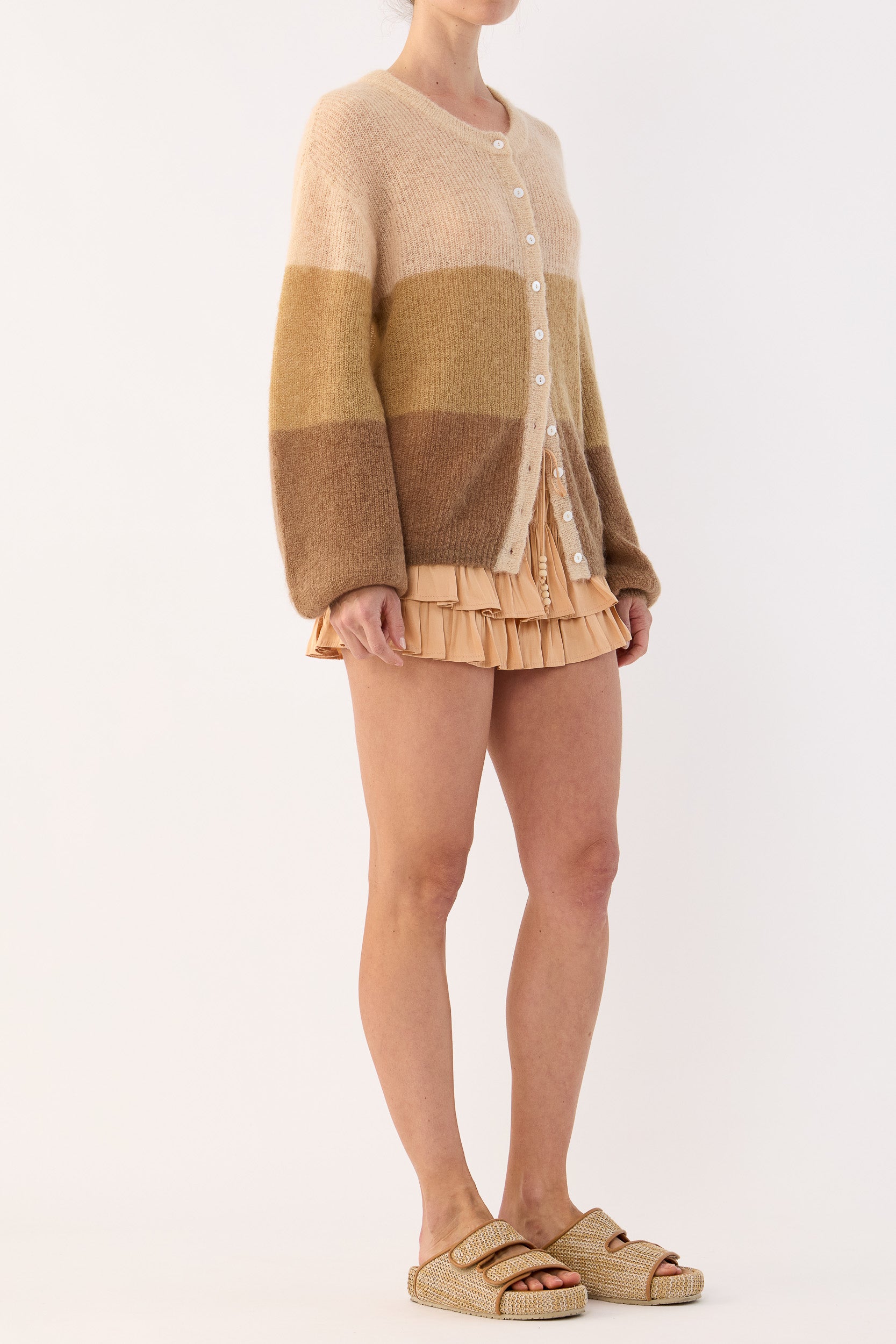 Inez Mohair-Wool Logo Knit Cardigan