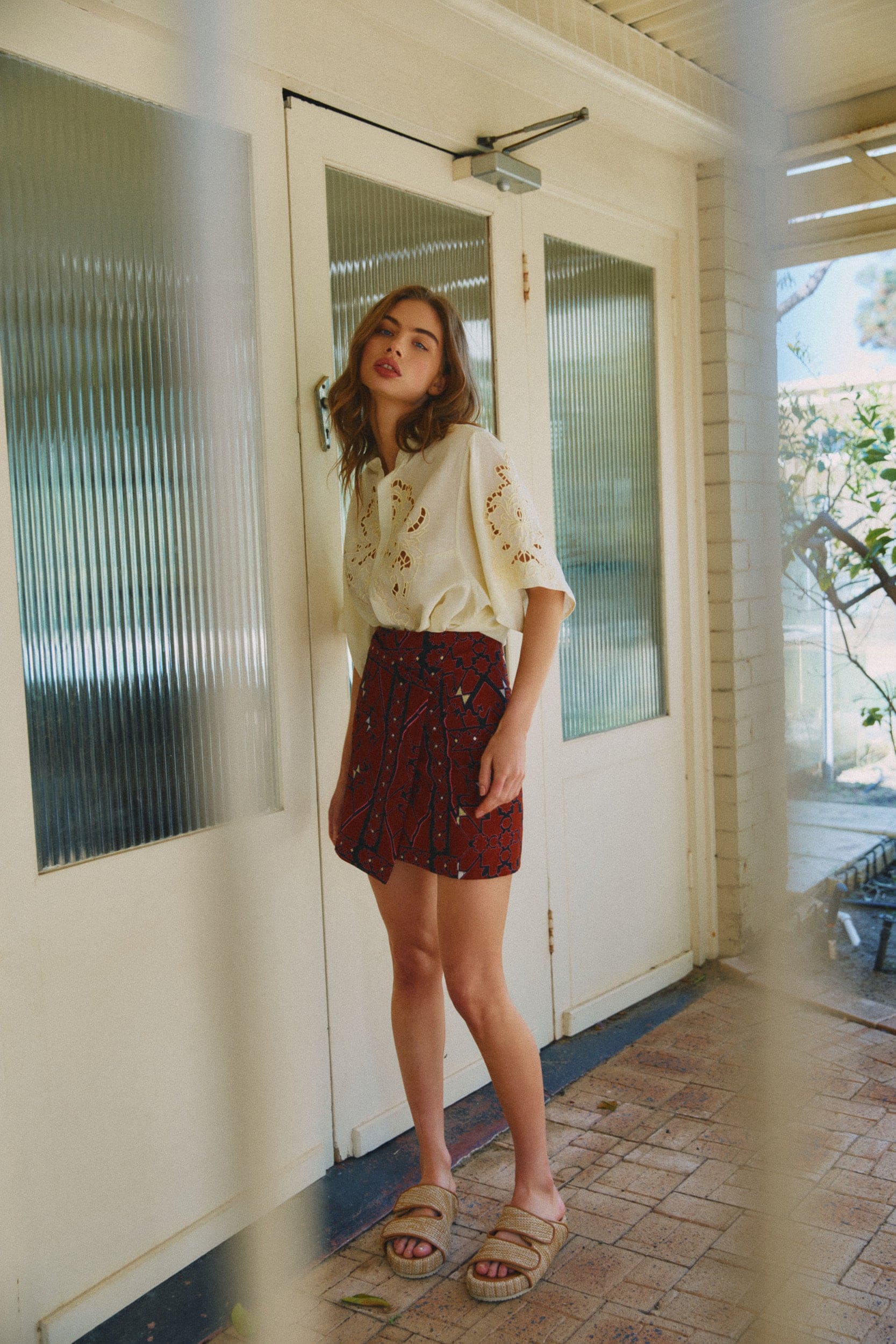 Jericho Embroidered Cotton Mini Wrap Skirt