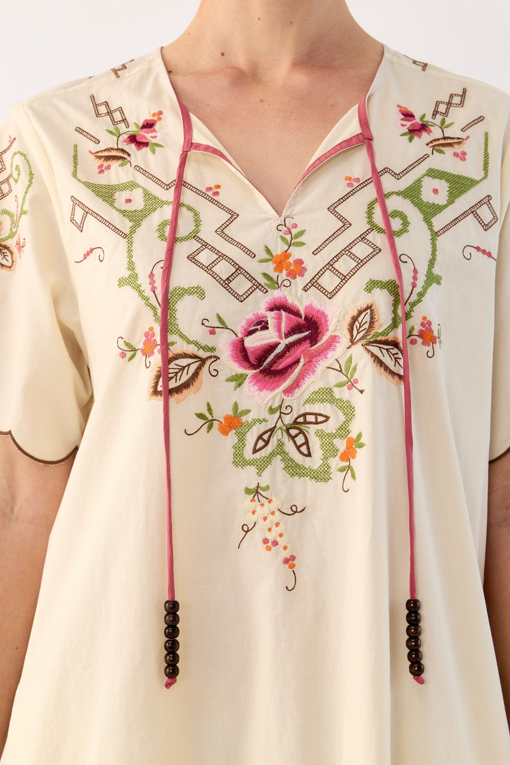 Esther Embroidered Cotton Short Dress