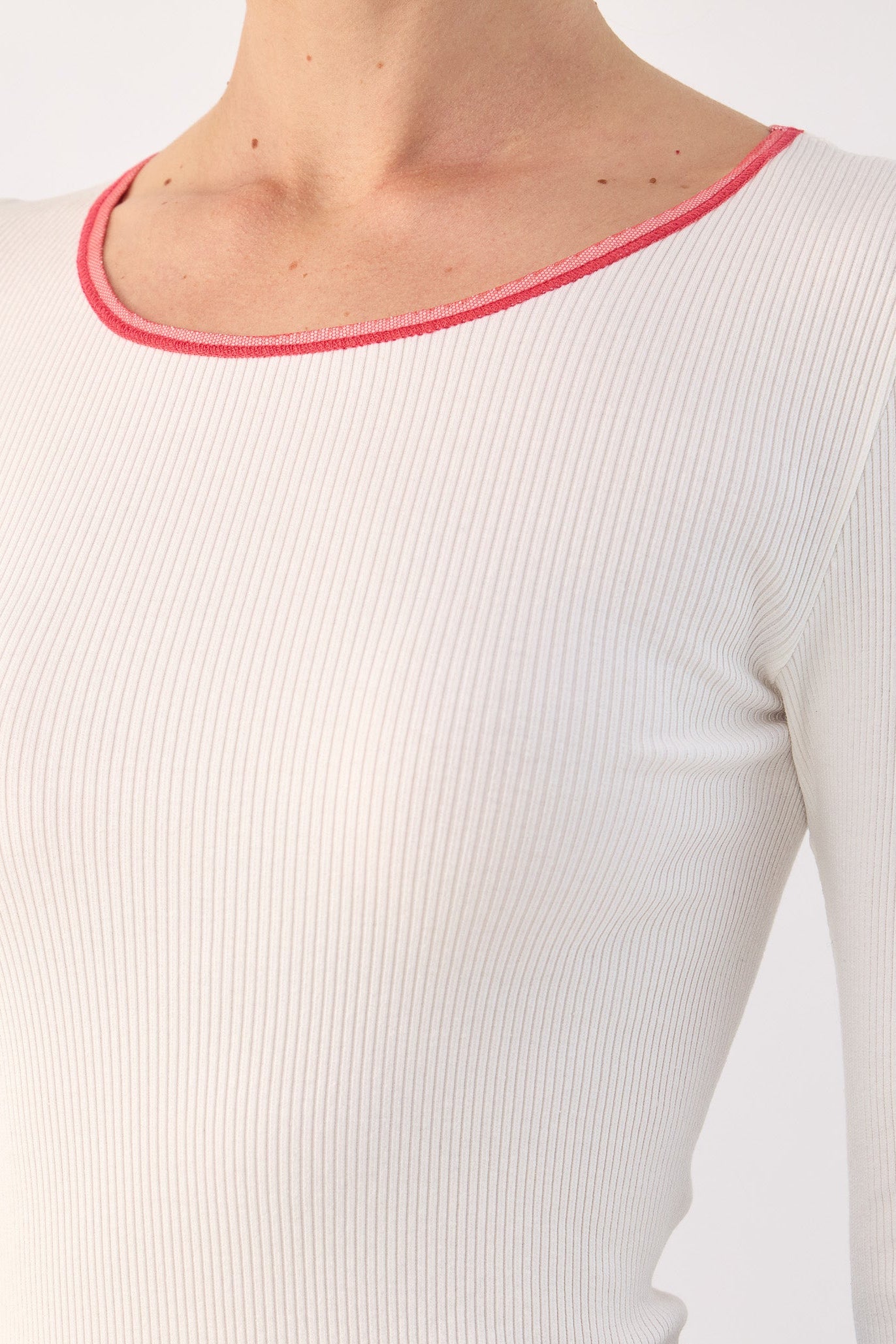 Carli Ribbed Silk-Cotton Long Sleeve Top