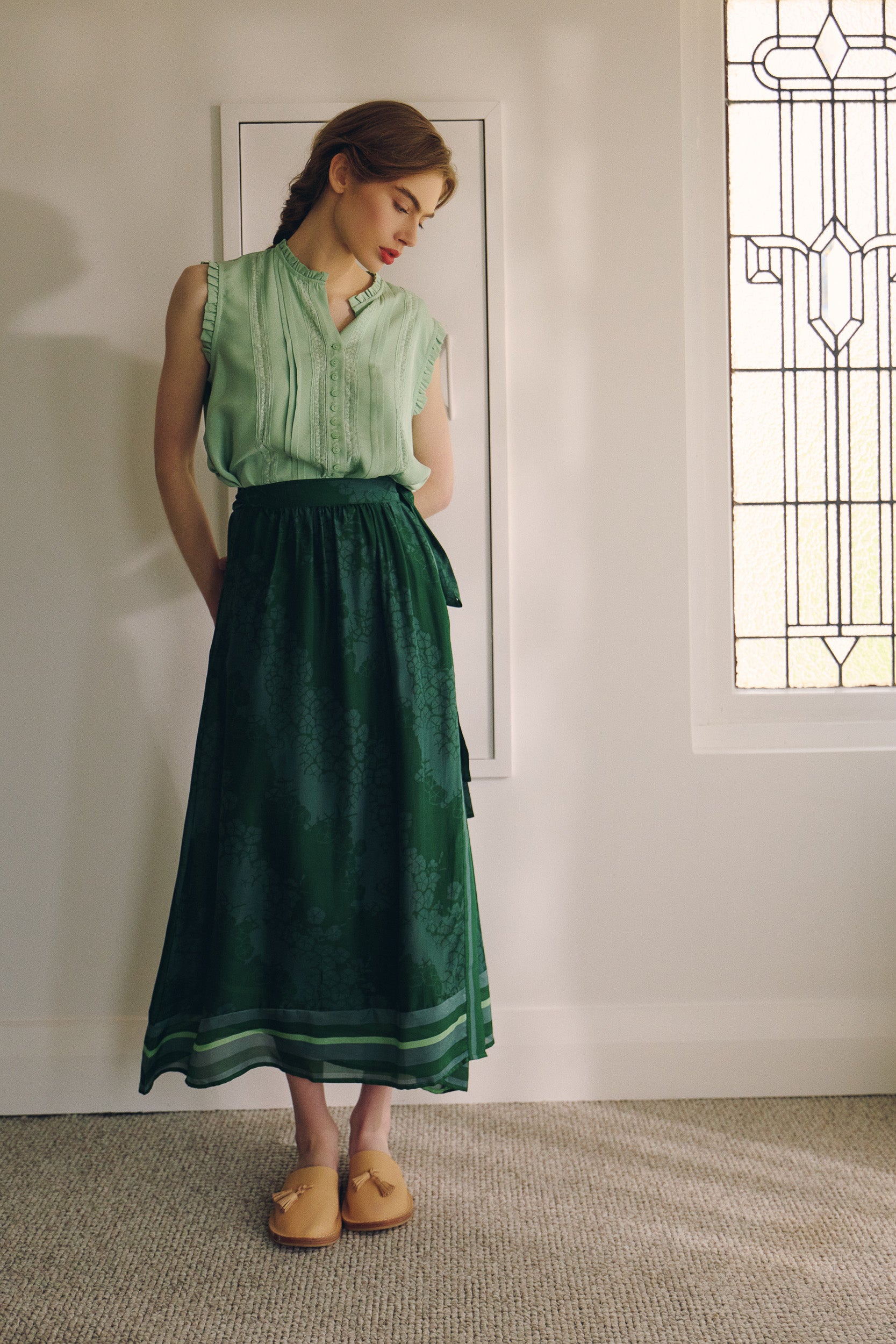 Arden Printed Silk Wrap Skirt
