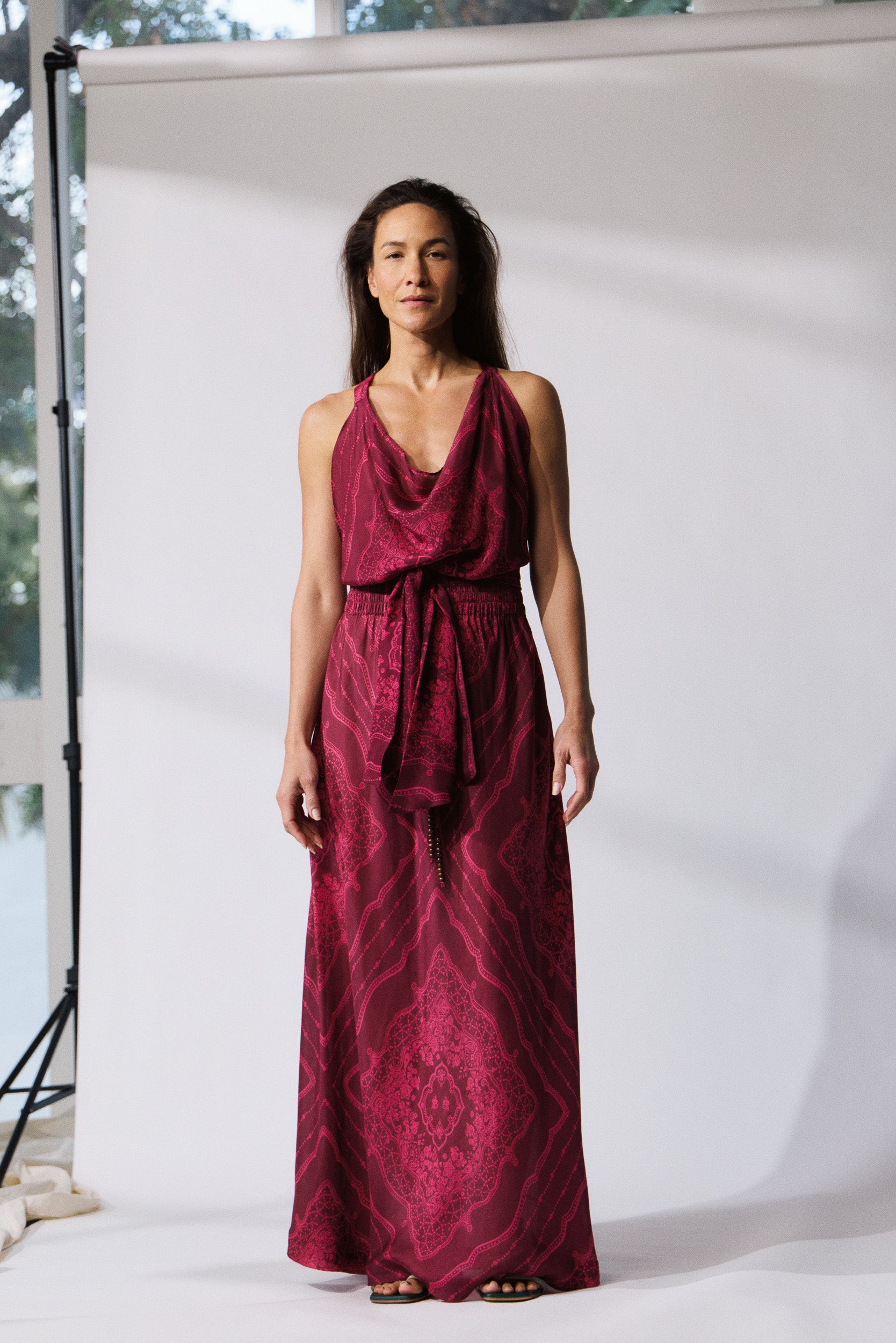 Renee Printed Silk Tie Top