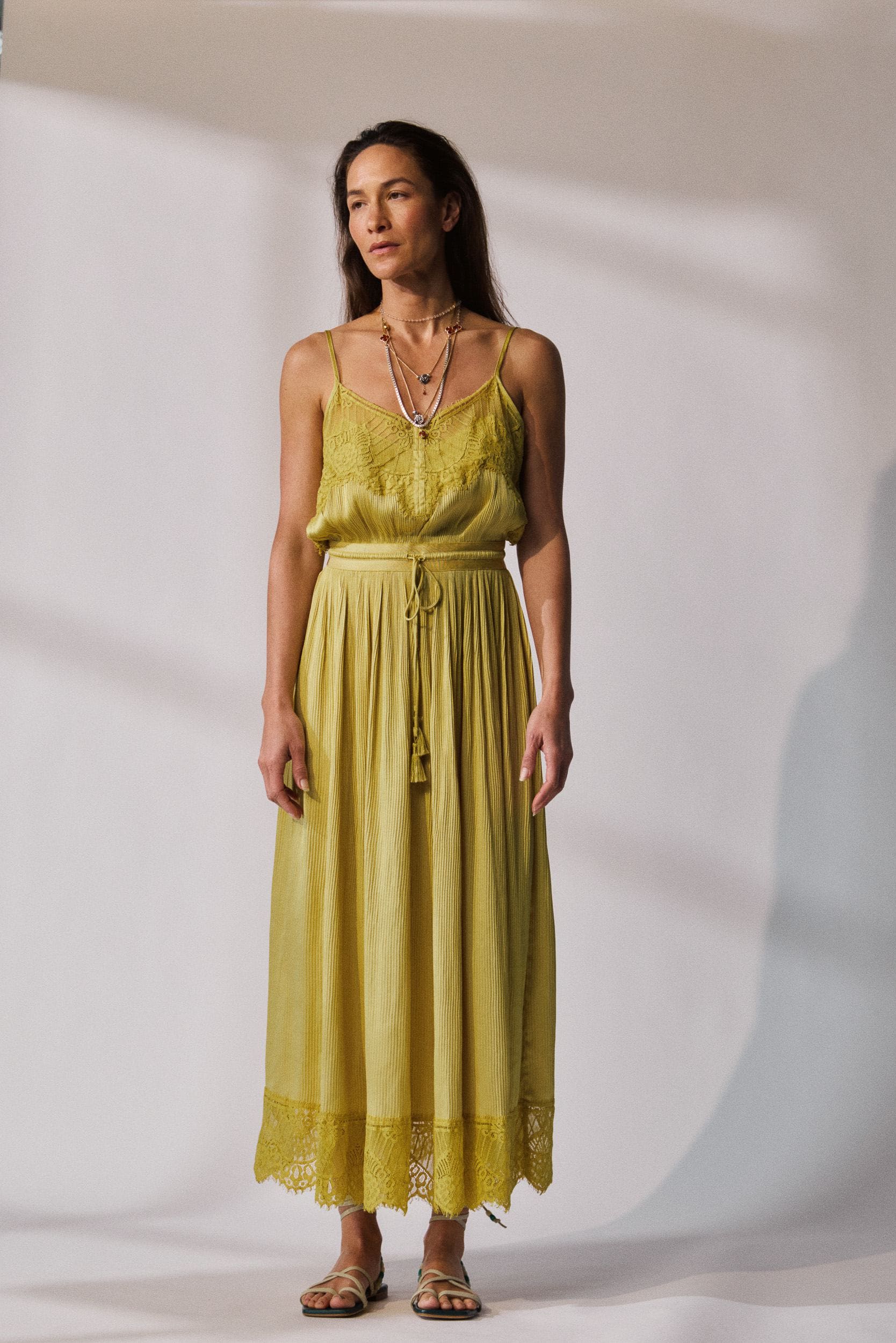 Valerie Lace Pleat Cami Dress