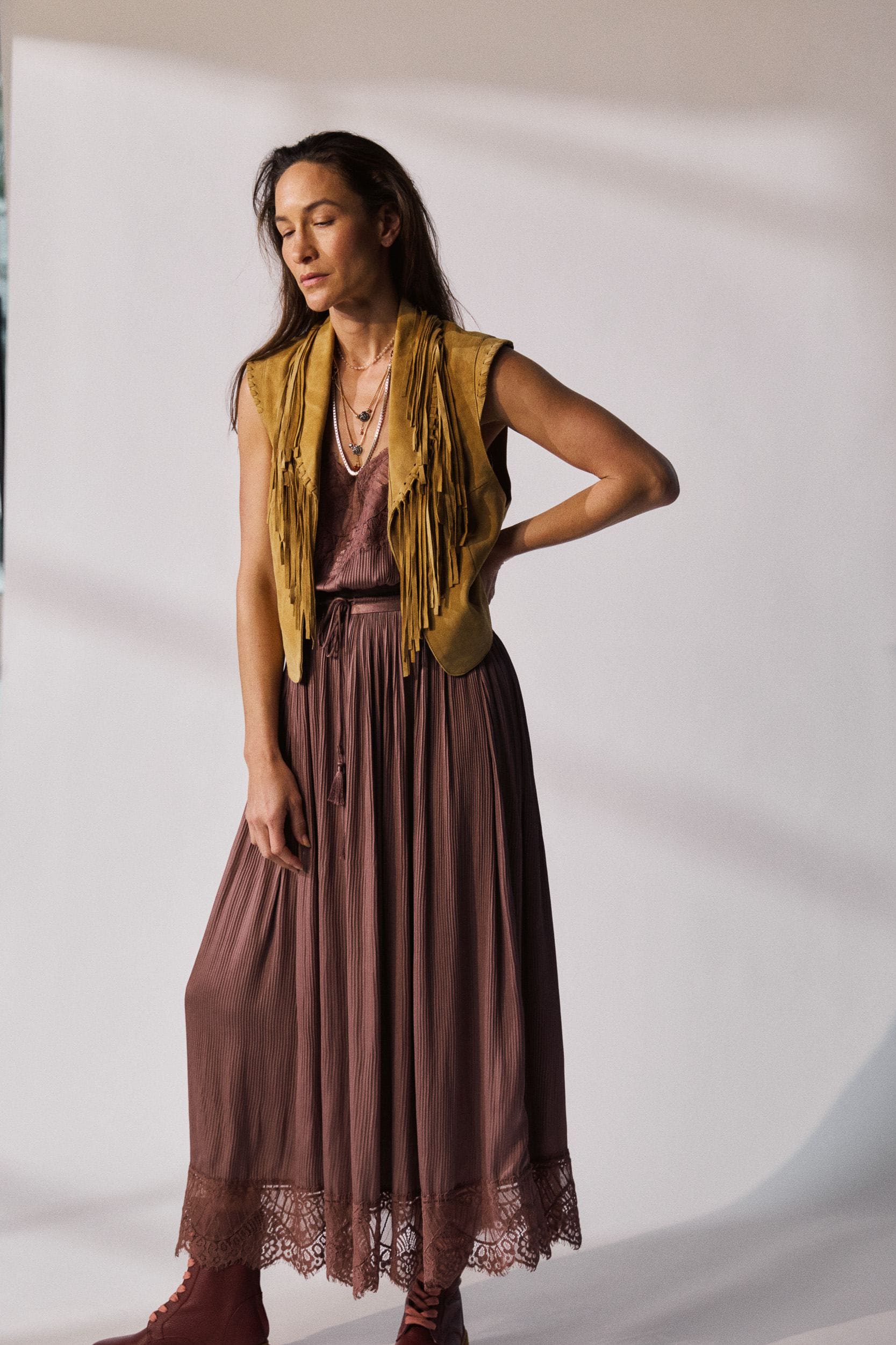 Valerie Lace Pleat Cami Dress