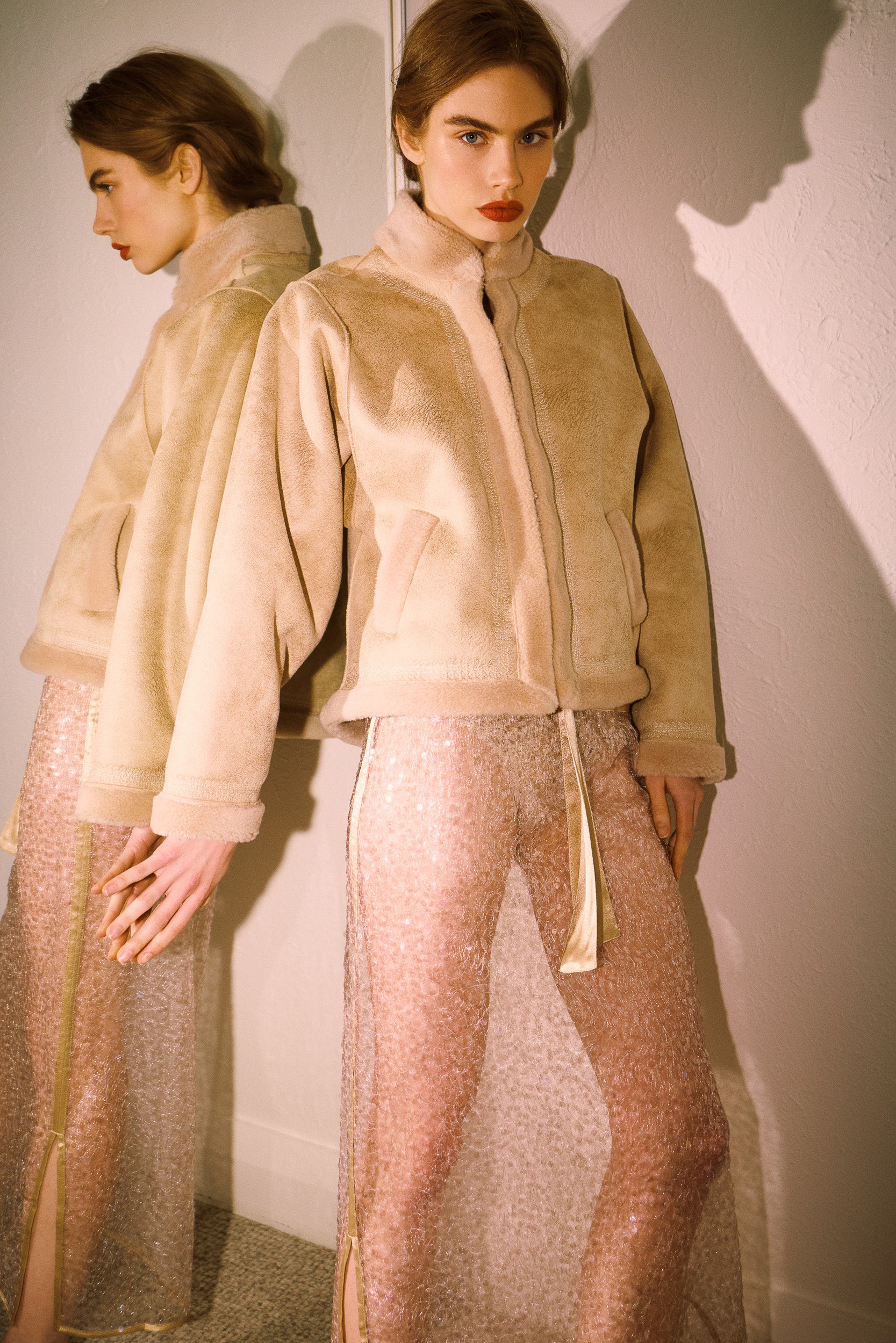Shiloh Embroidered Faux Shearling Jacket
