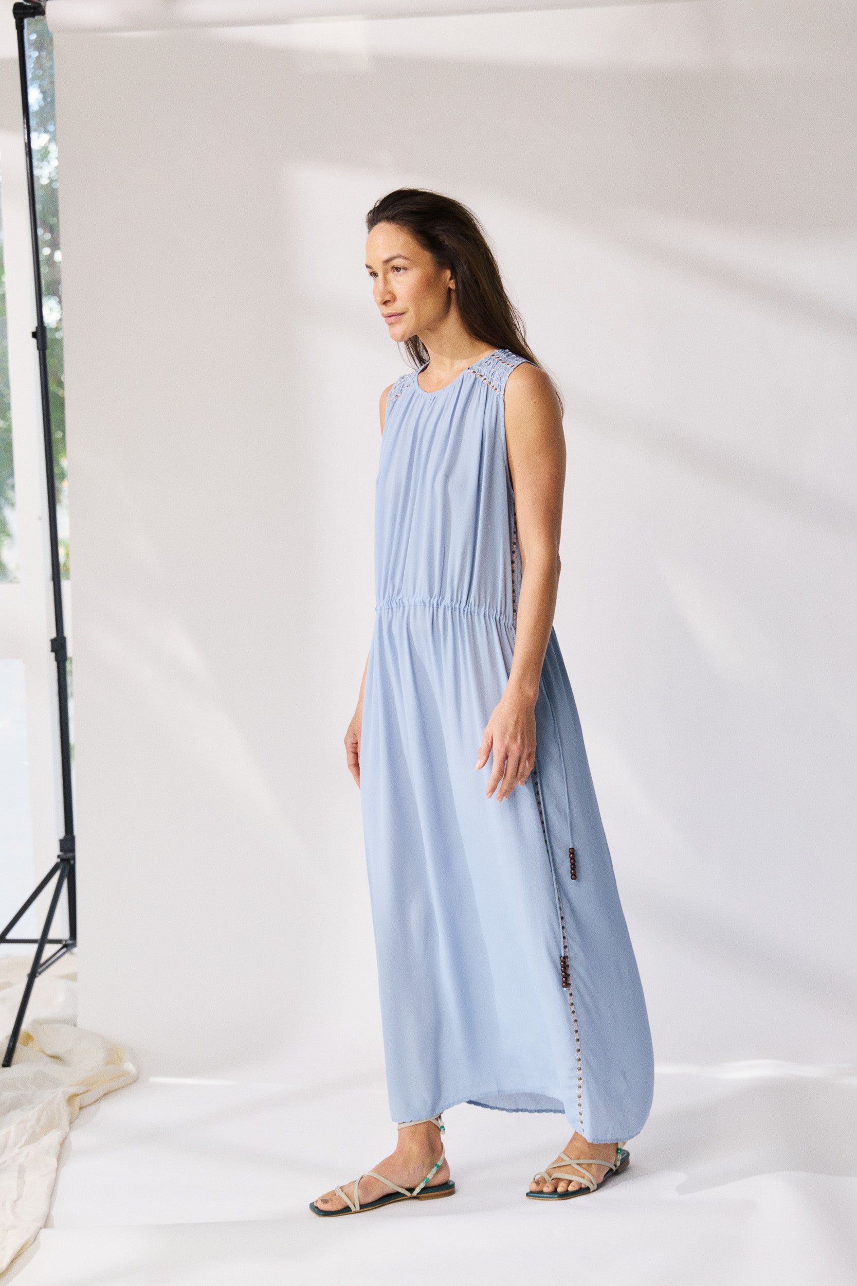 Gemini Crepe De Chine Sleeveless Dress