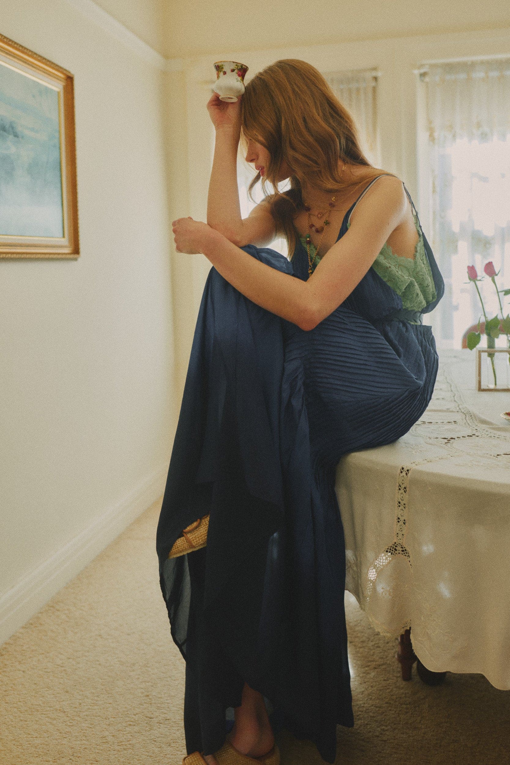 Ottavia Silk Dip-Dye Cami Dress