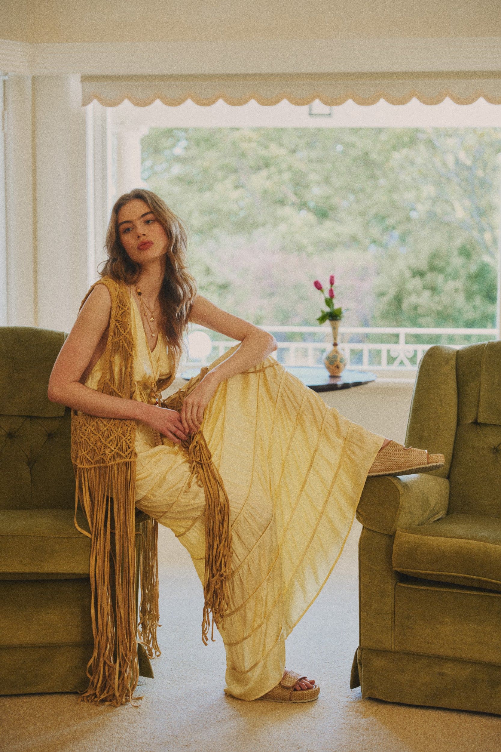 Artemis Fringed Handwoven Suede Vest