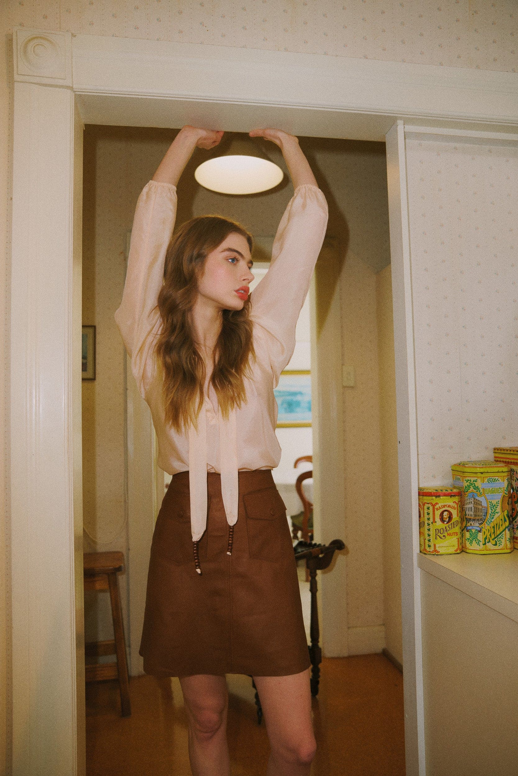 Amal Silk Habotai Long Sleeve Top