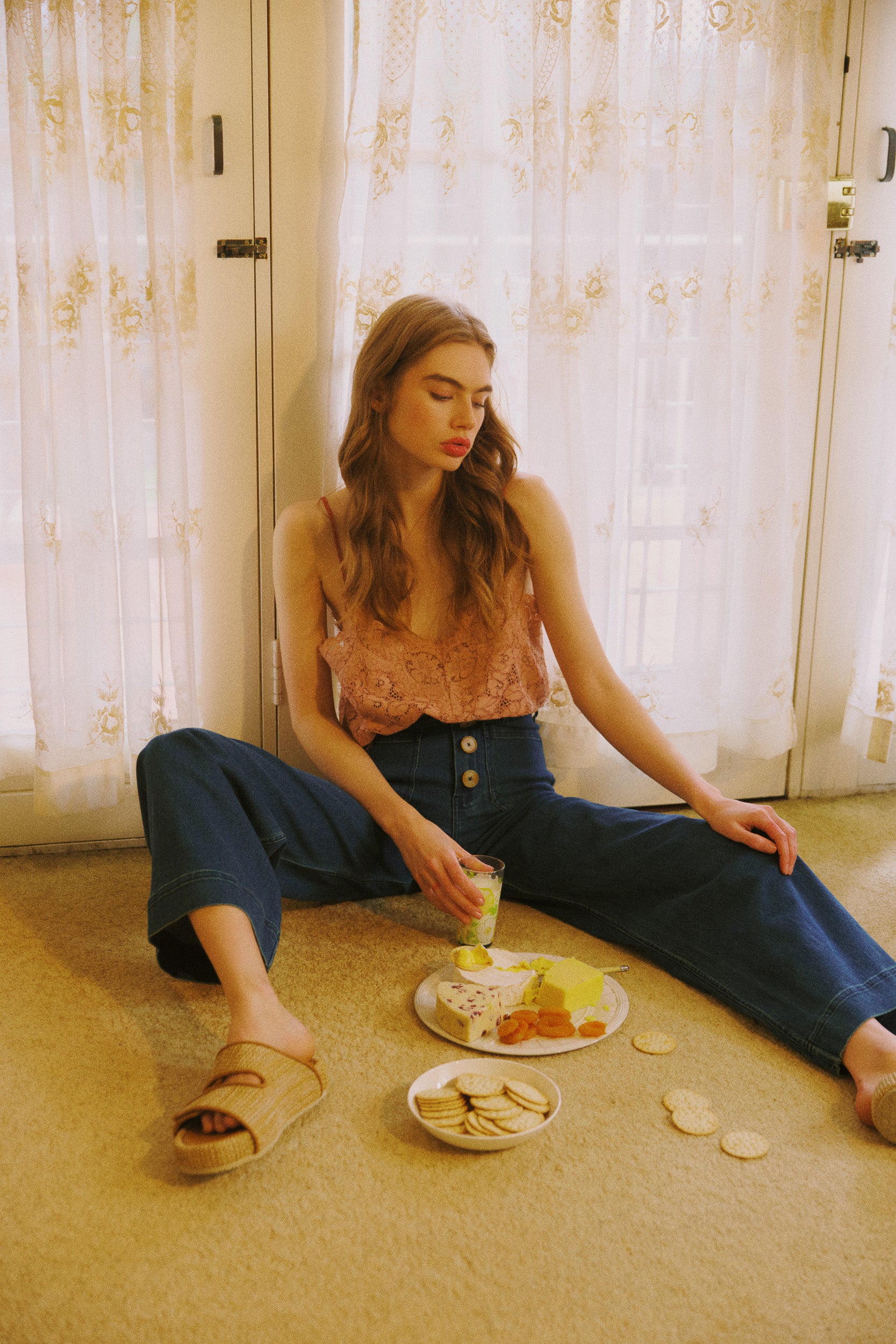 Camie Raffia & Leather Slide