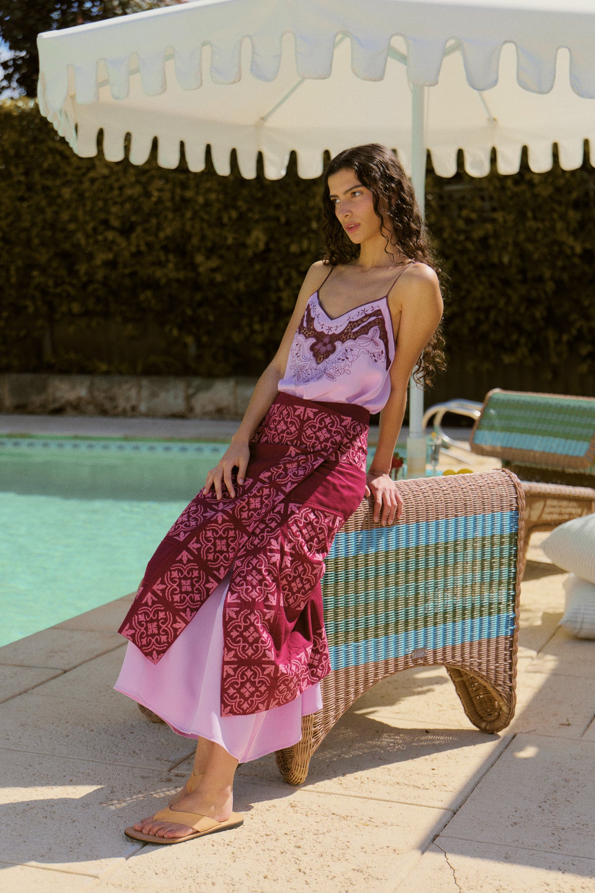 Malika Embroidered Wrap Skirt