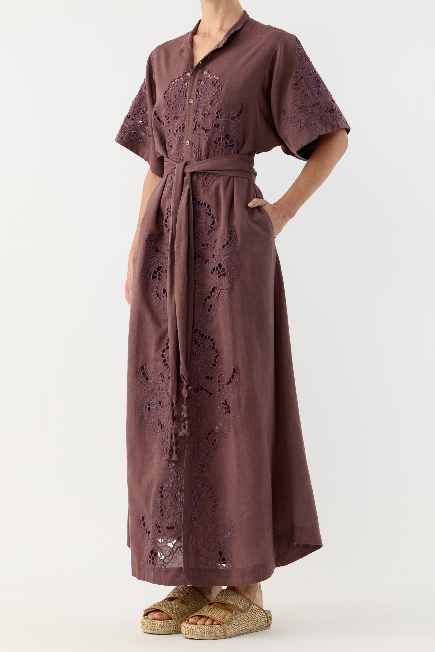 Pascal Embroidered Cutout Shirt Dress
