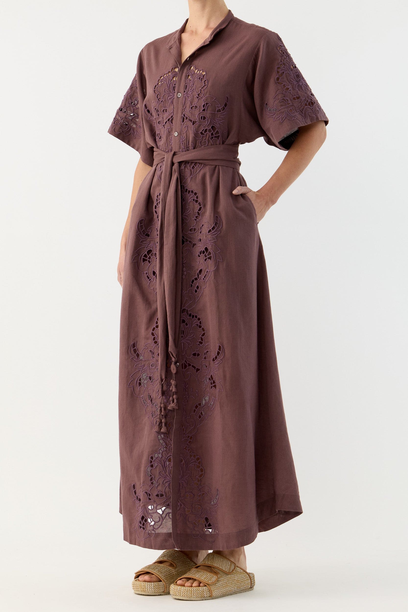 Pascal Embroidered Cutout Shirt Dress