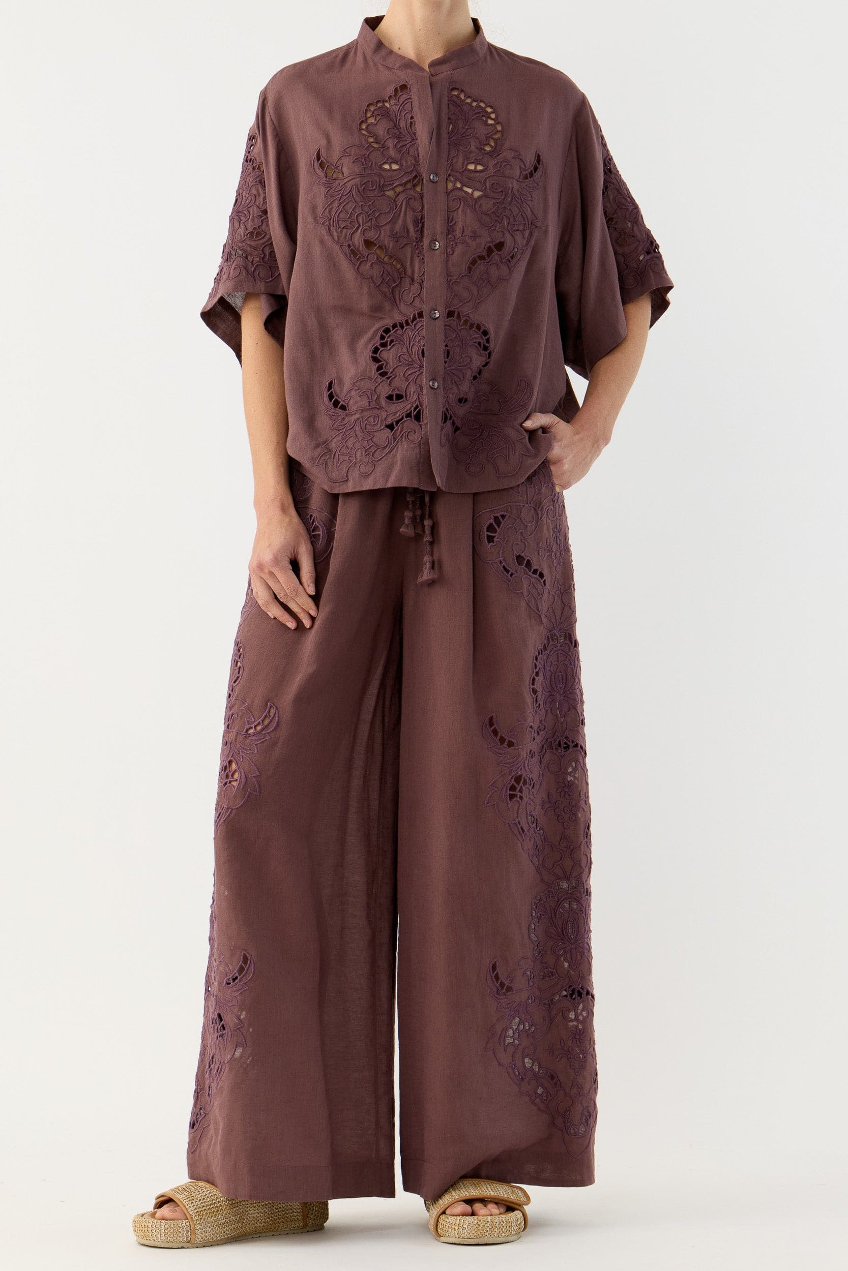 Pascal Embroidered Cutout Pant