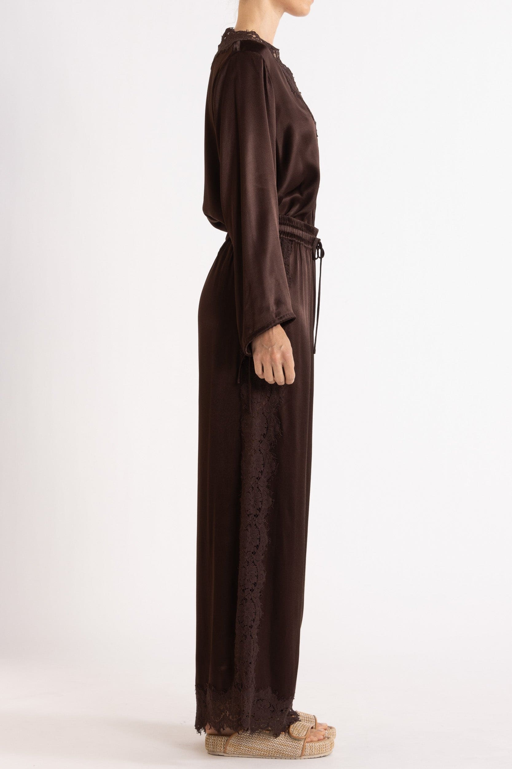 Lenny Satin Lace Long Sleeve Top