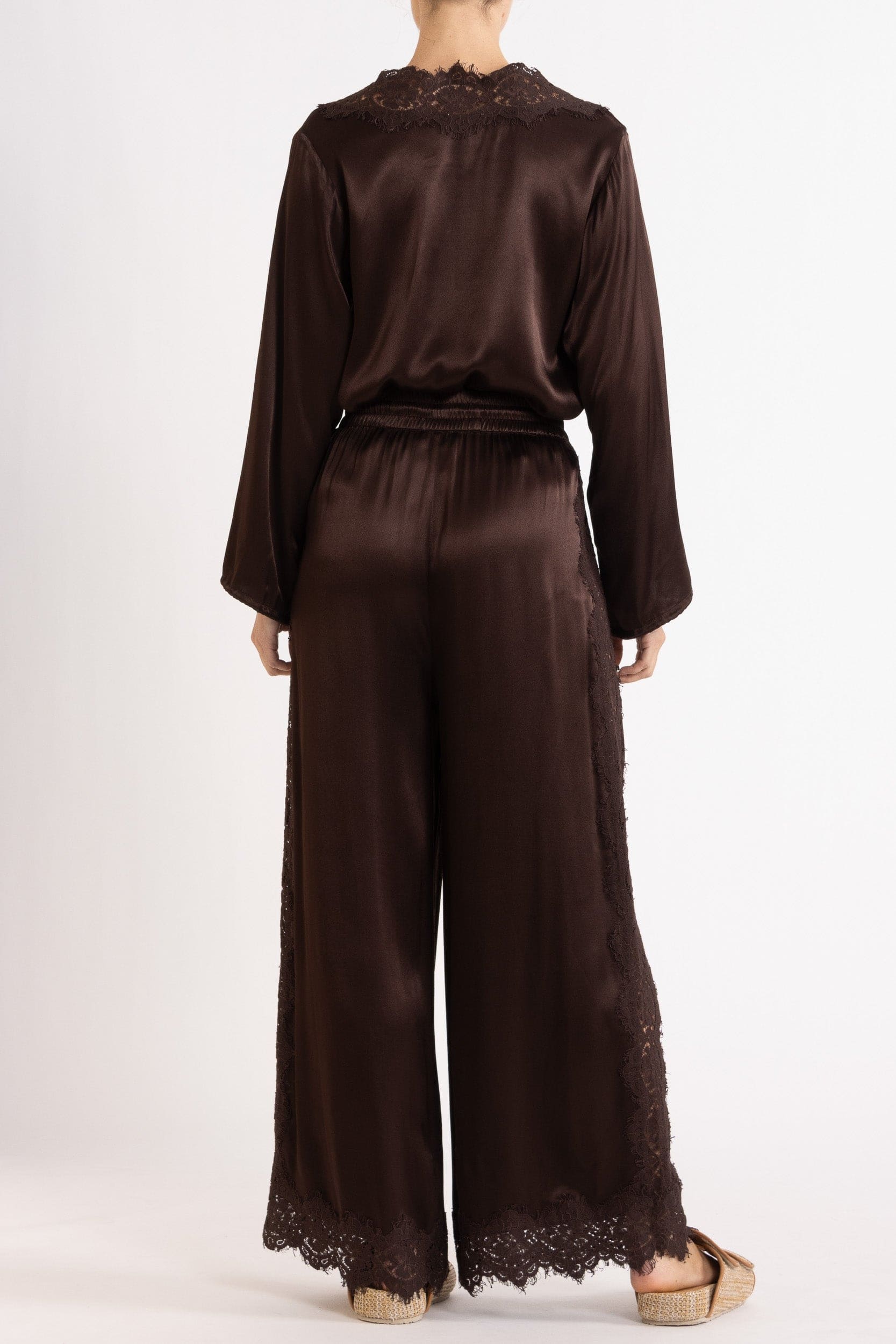 Lenny Satin Lace Long Sleeve Top