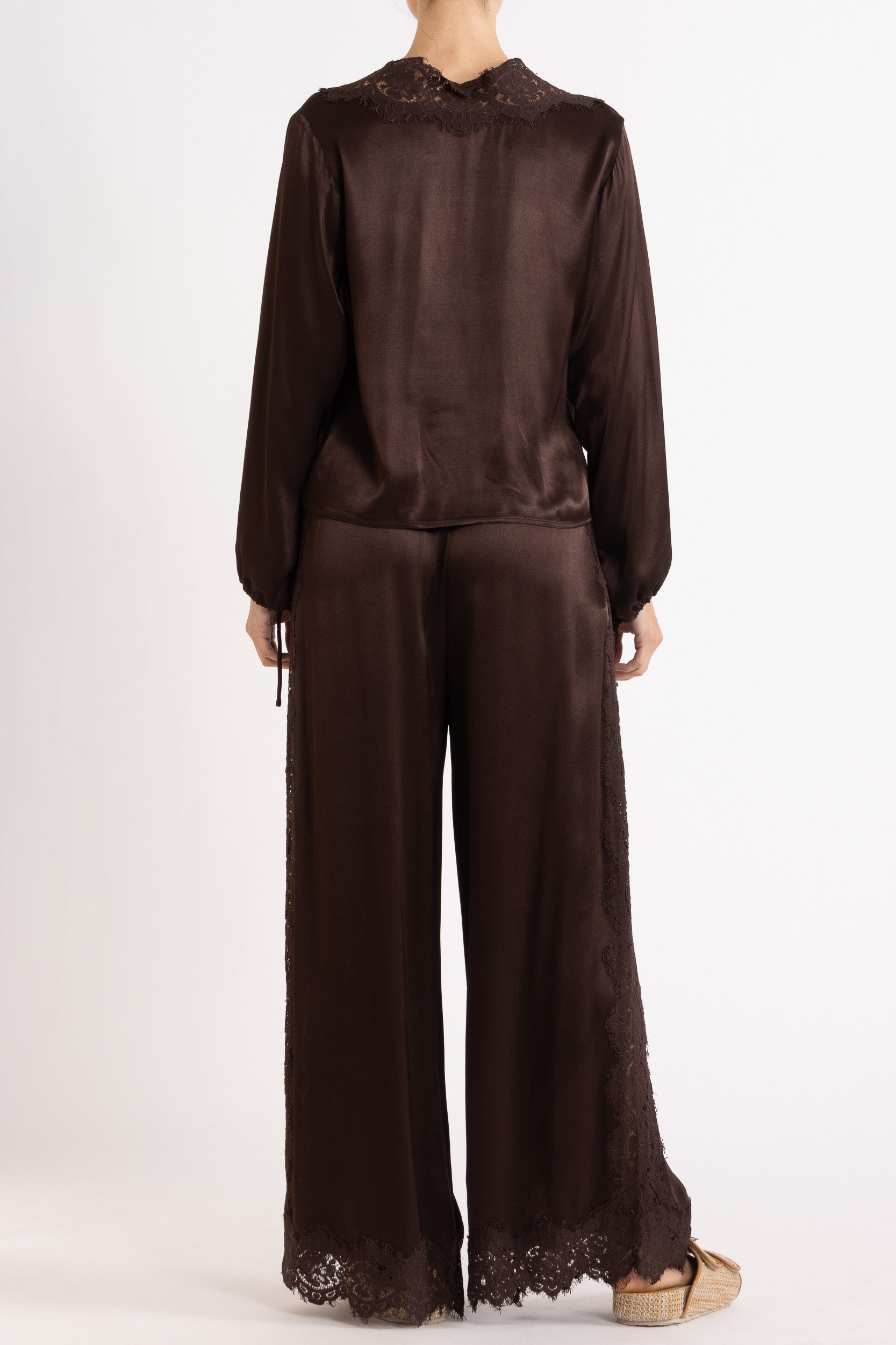 Lenny Satin Lace Long Sleeve Top