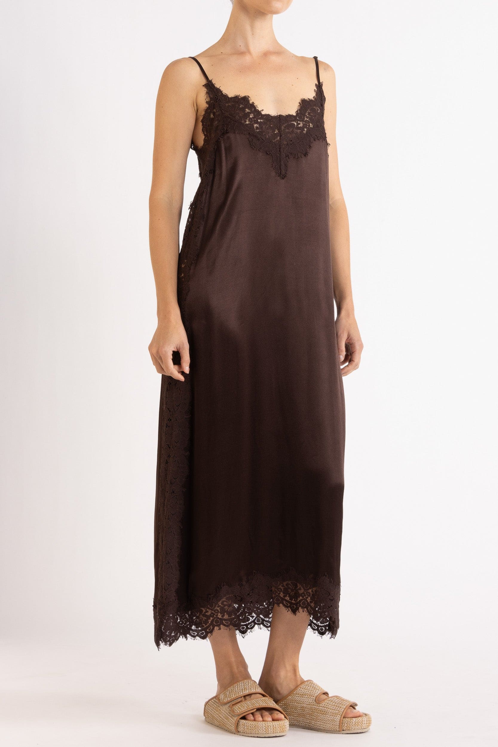 Lenny Satin Lace Slip Dress
