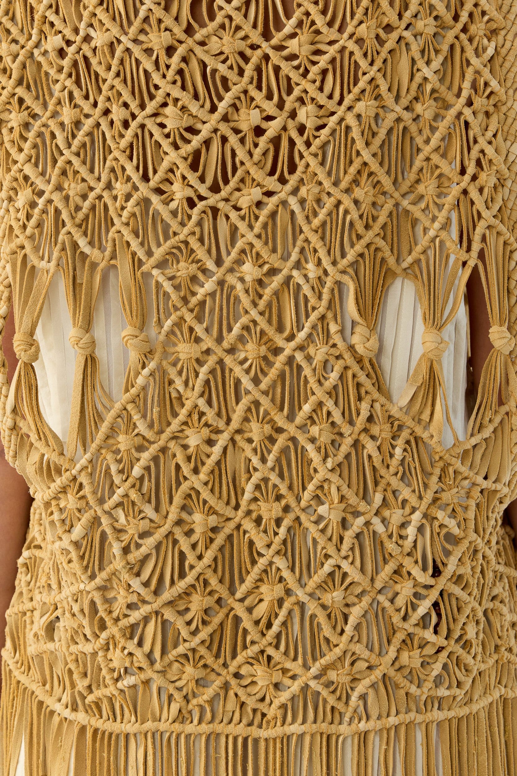 Artemis Fringed Handwoven Suede Vest