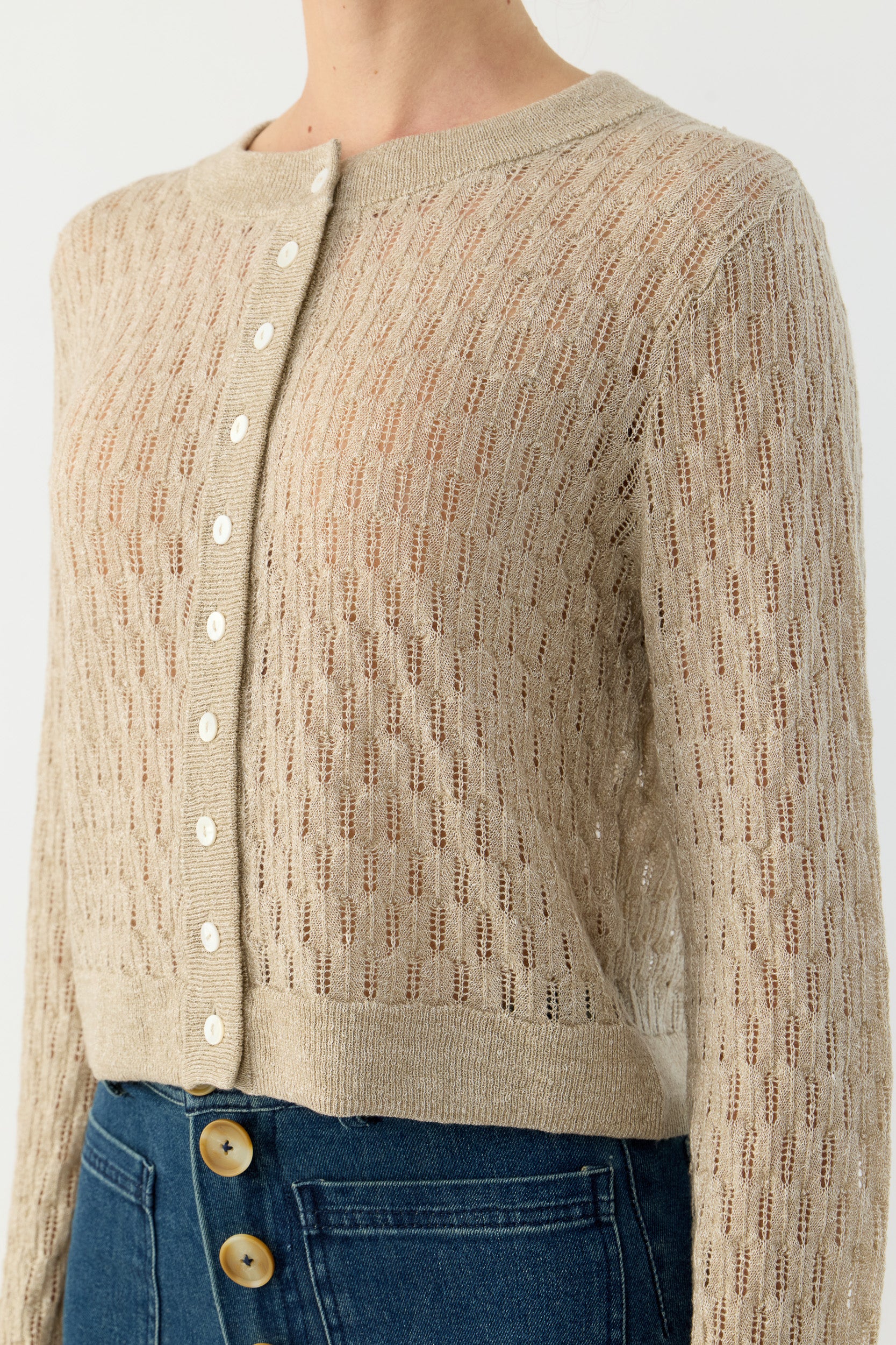 Miley Pointelle Merino Wool & Linen Cardigan