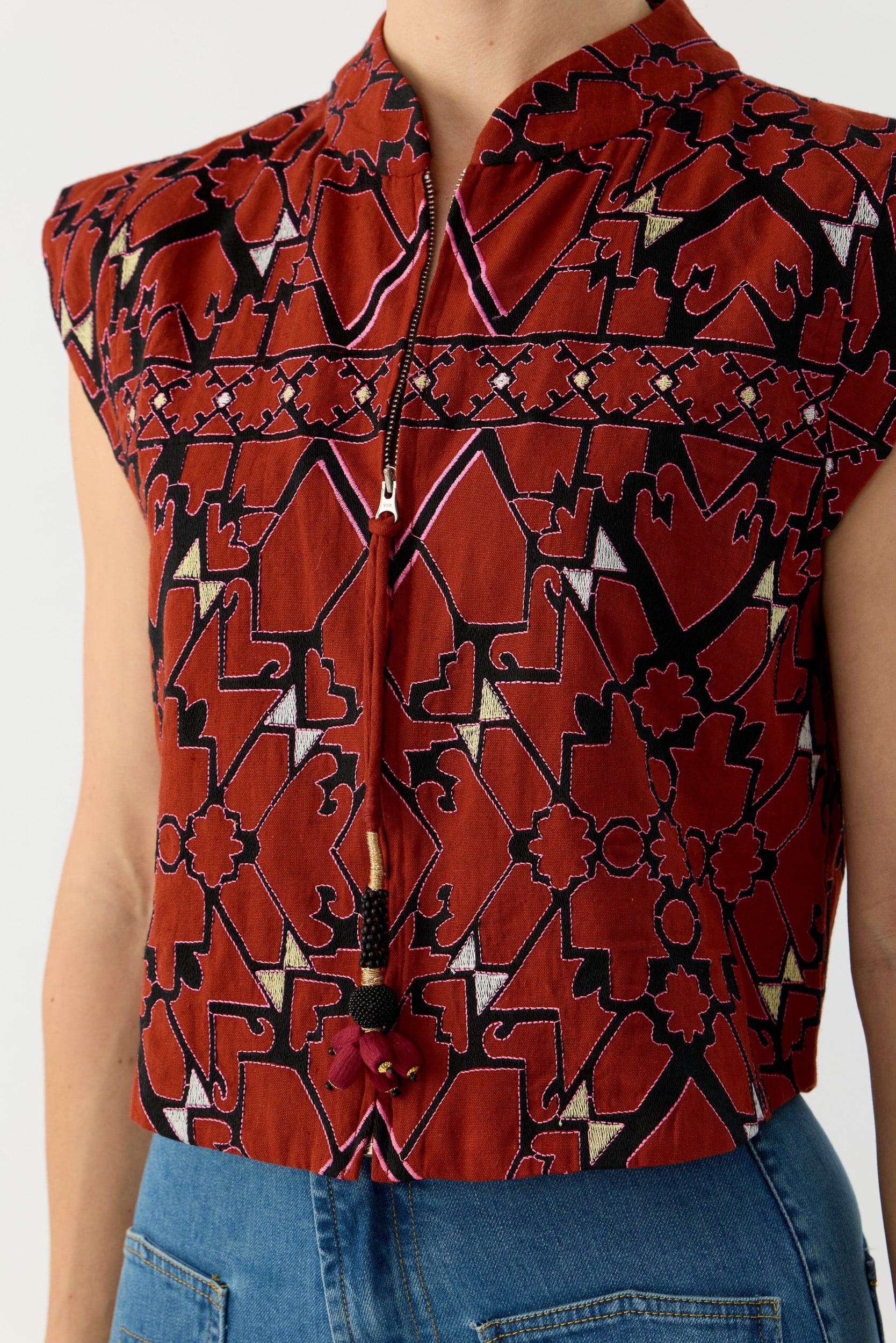 Jericho Embroidered Cotton Vest