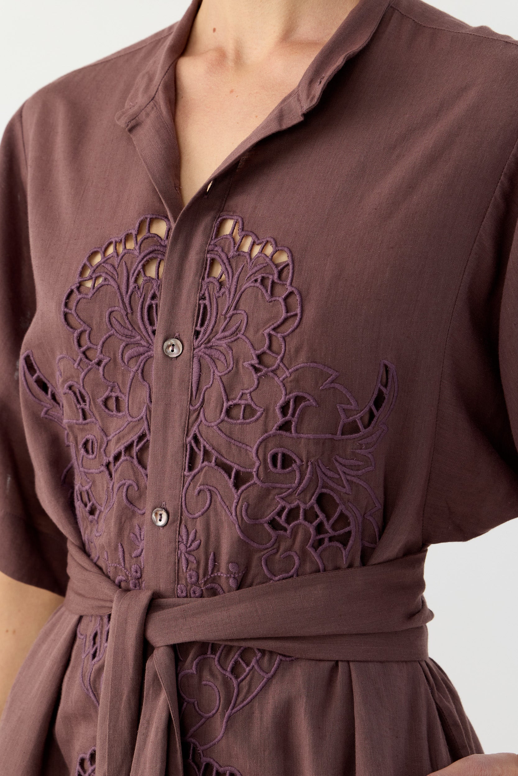 Pascal Embroidered Cutout Shirt Dress