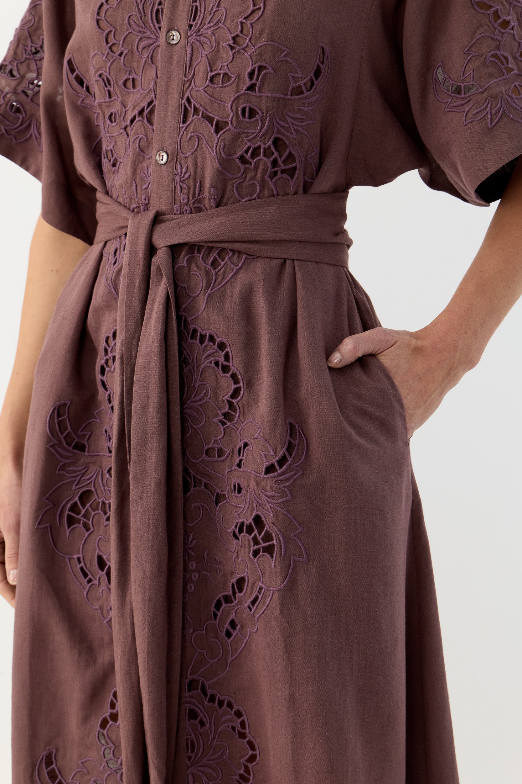Pascal Embroidered Cutout Shirt Dress