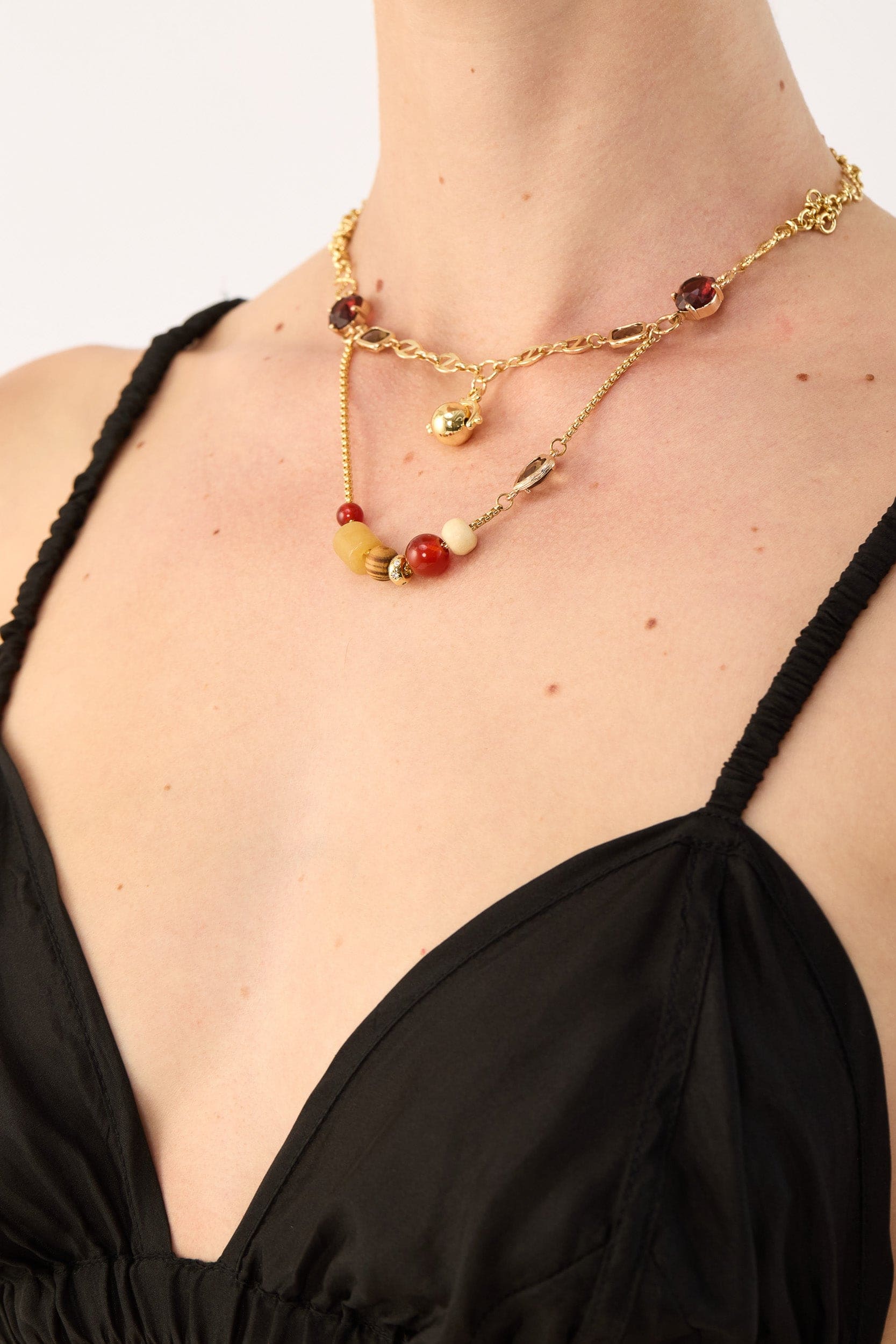 Gabbi Kelly Layered Gemstone & Spinning Sphere Necklace