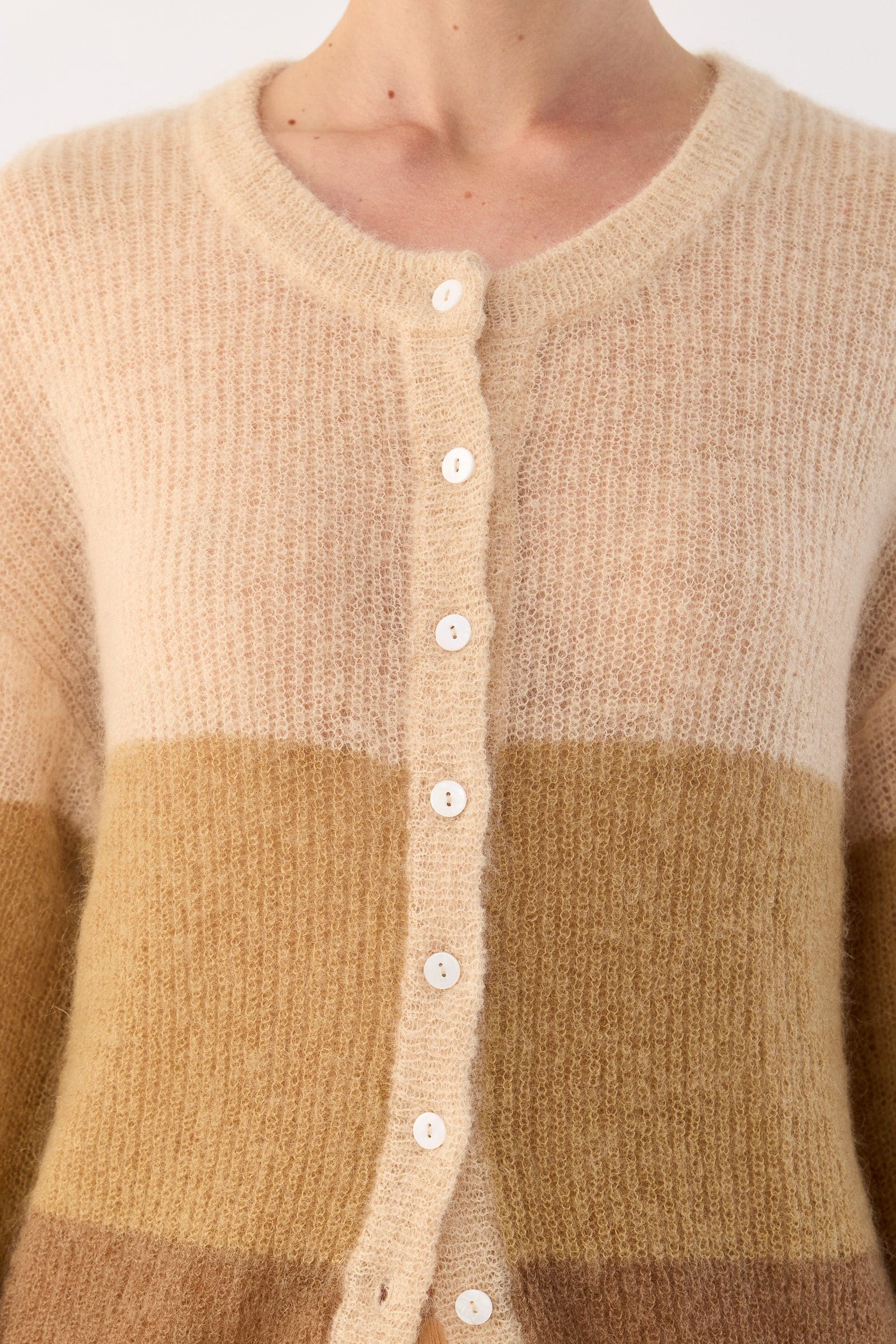 Inez Mohair-Wool Logo Knit Cardigan