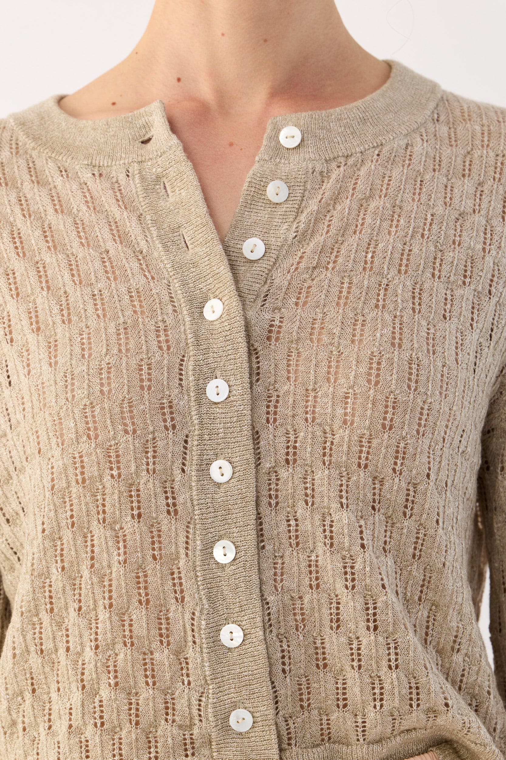 Miley Pointelle Merino Wool & Linen Cardigan