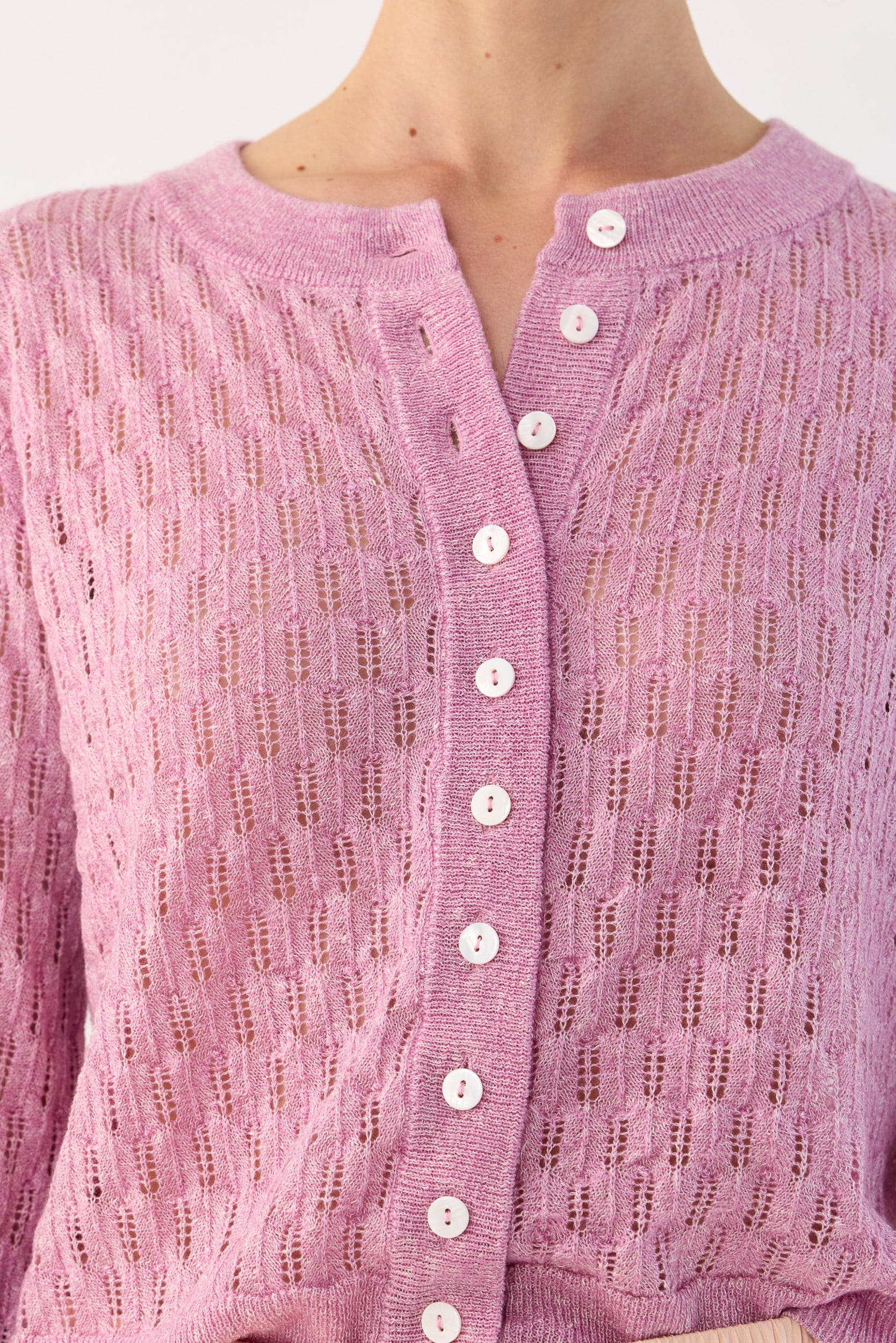 Miley Pointelle Merino Wool & Linen Cardigan