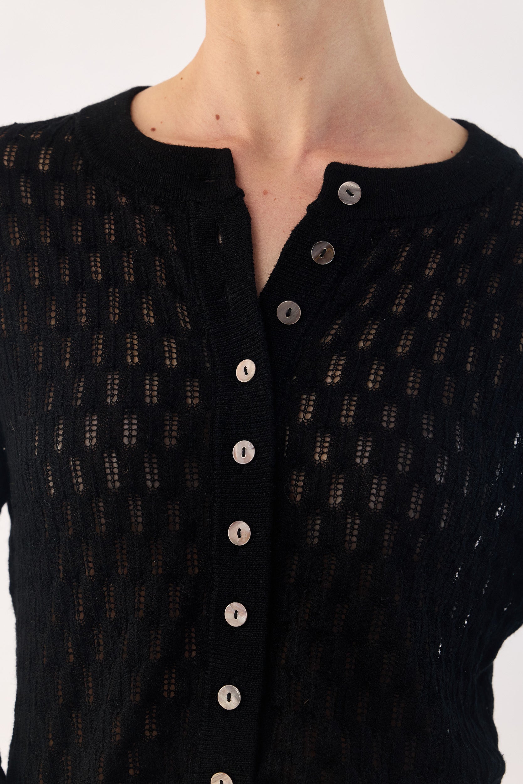 Miley Pointelle Merino Wool & Linen Cardigan