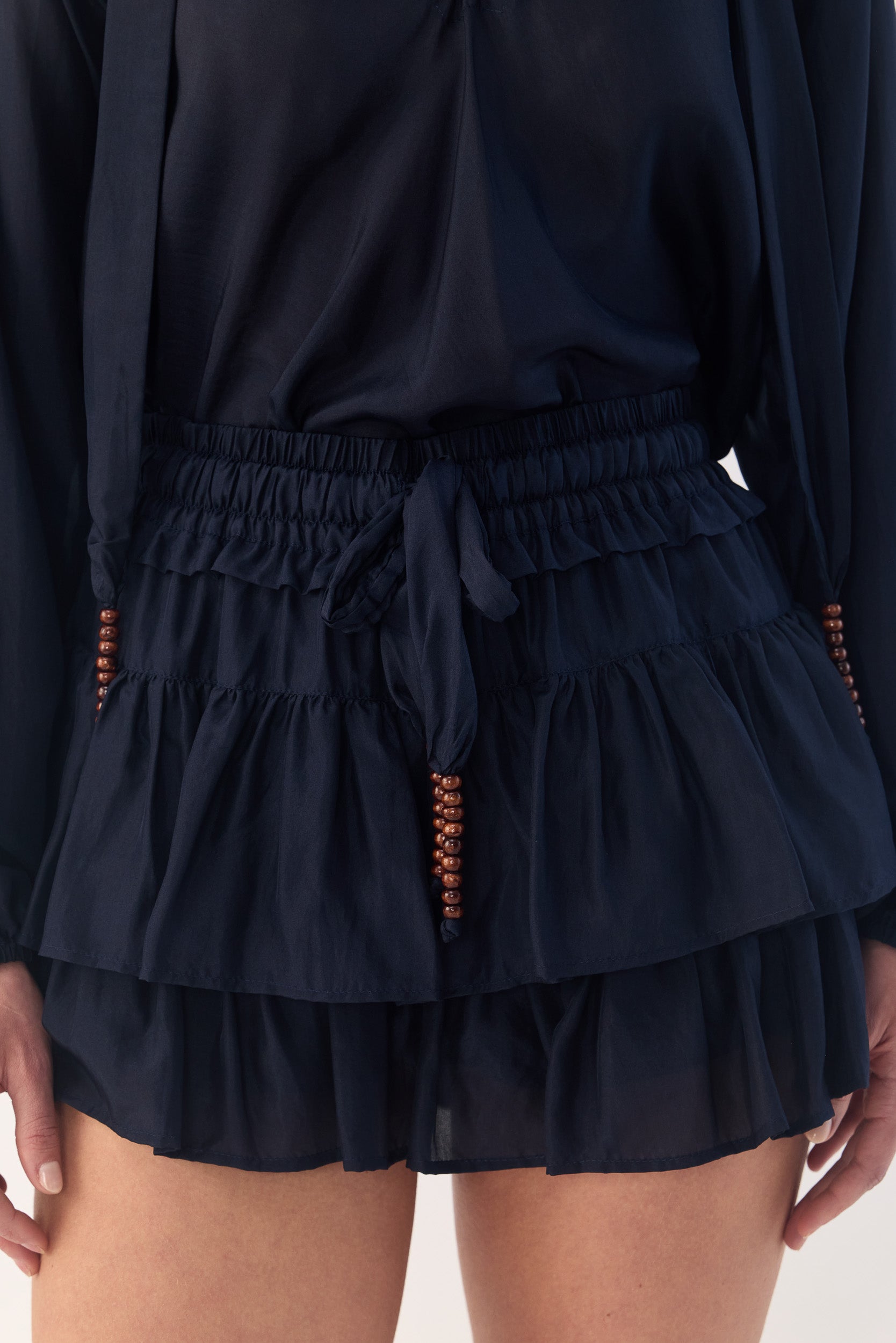 Amal Silk Habotai Frill Short