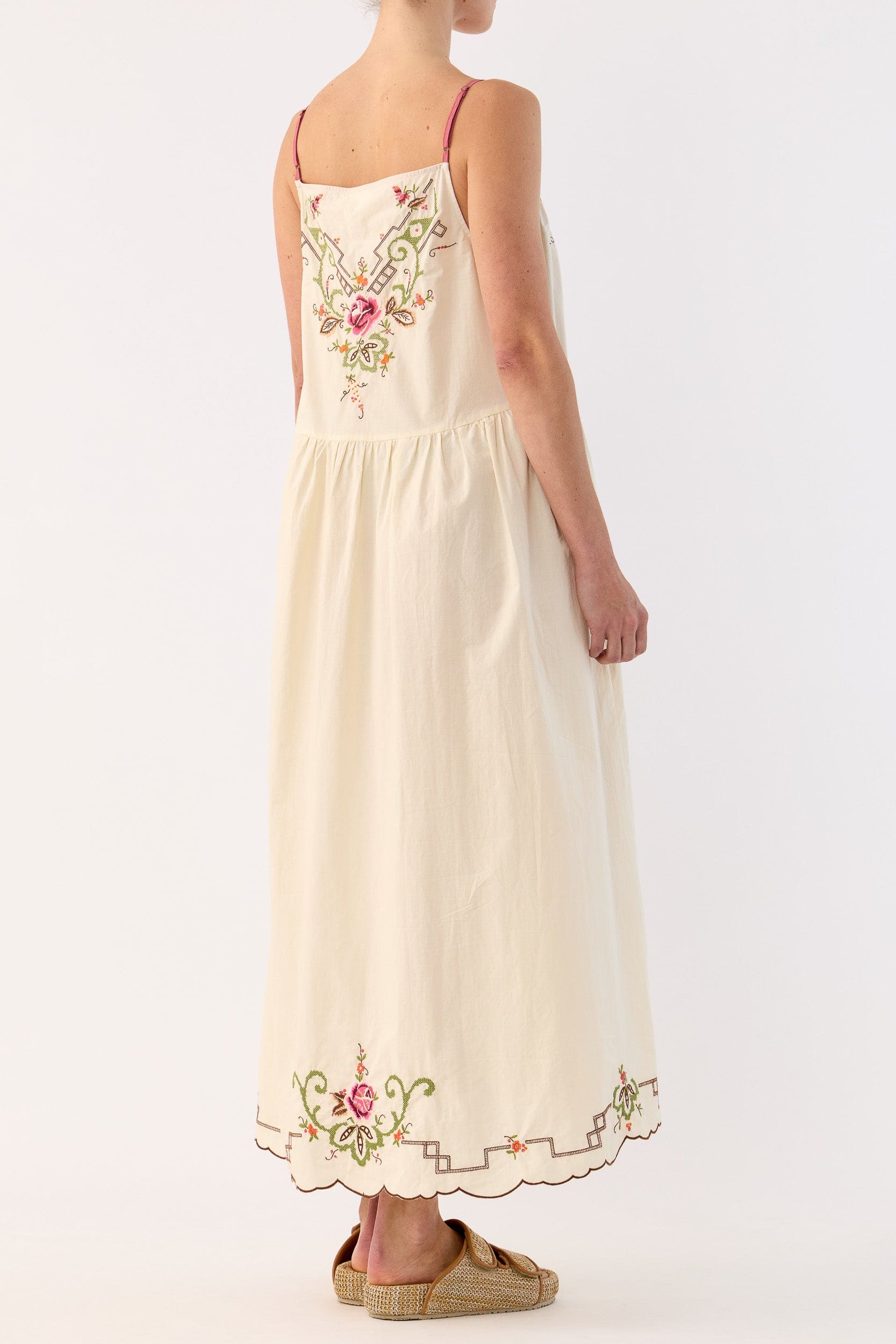 Esther Embroidered Cotton Cami Dress