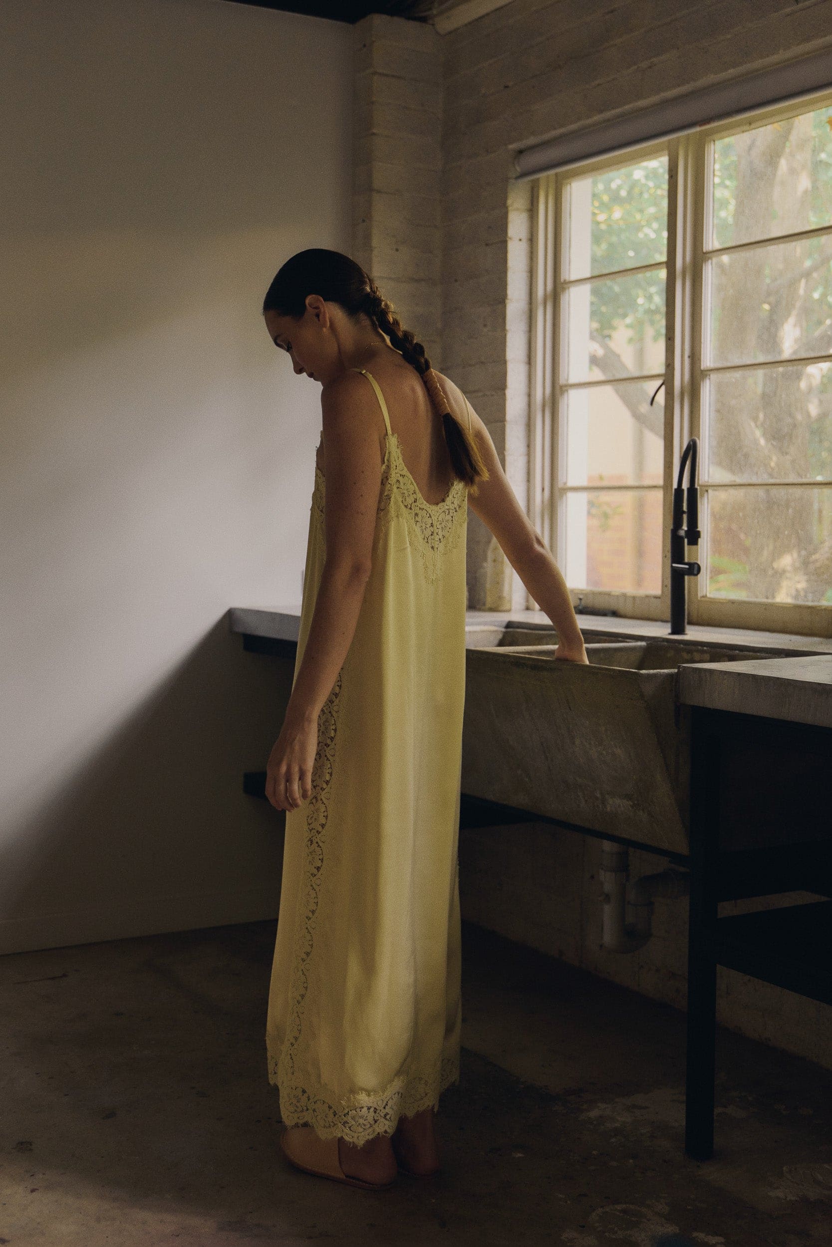 Lenny Satin Lace Slip Dress