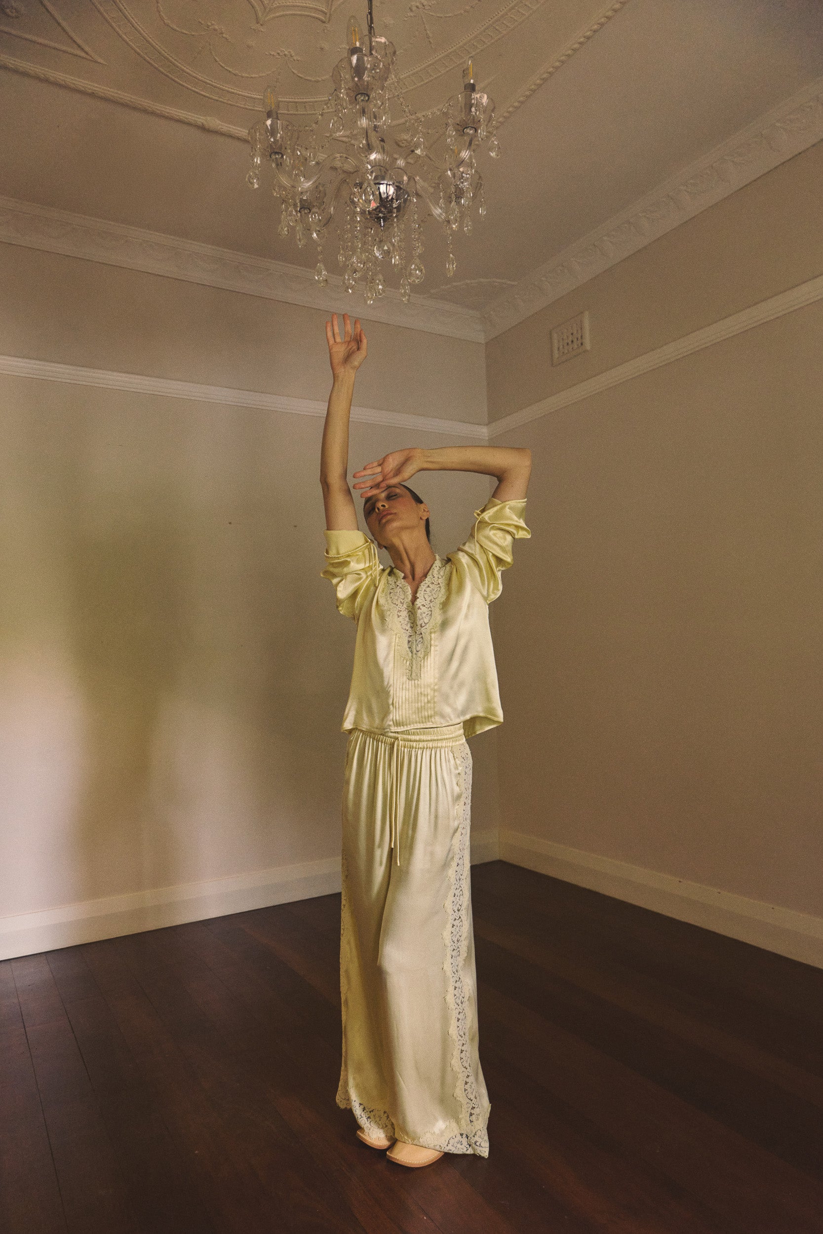 Lenny Satin Lace Long Sleeve Top