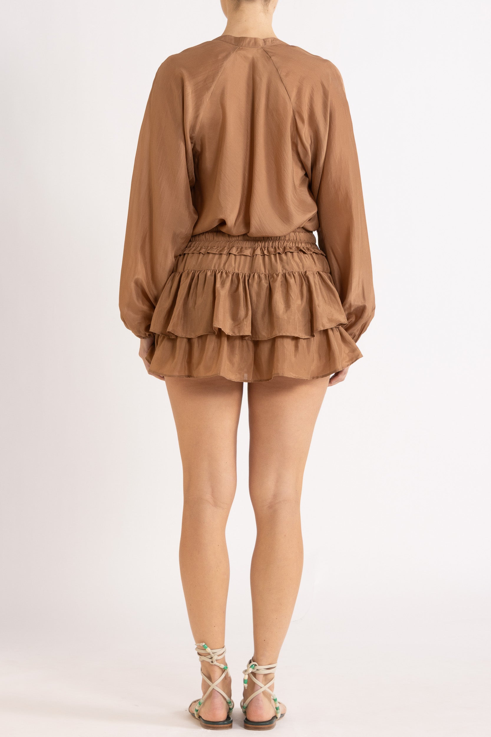 Amal Silk Habotai Long Sleeve Top