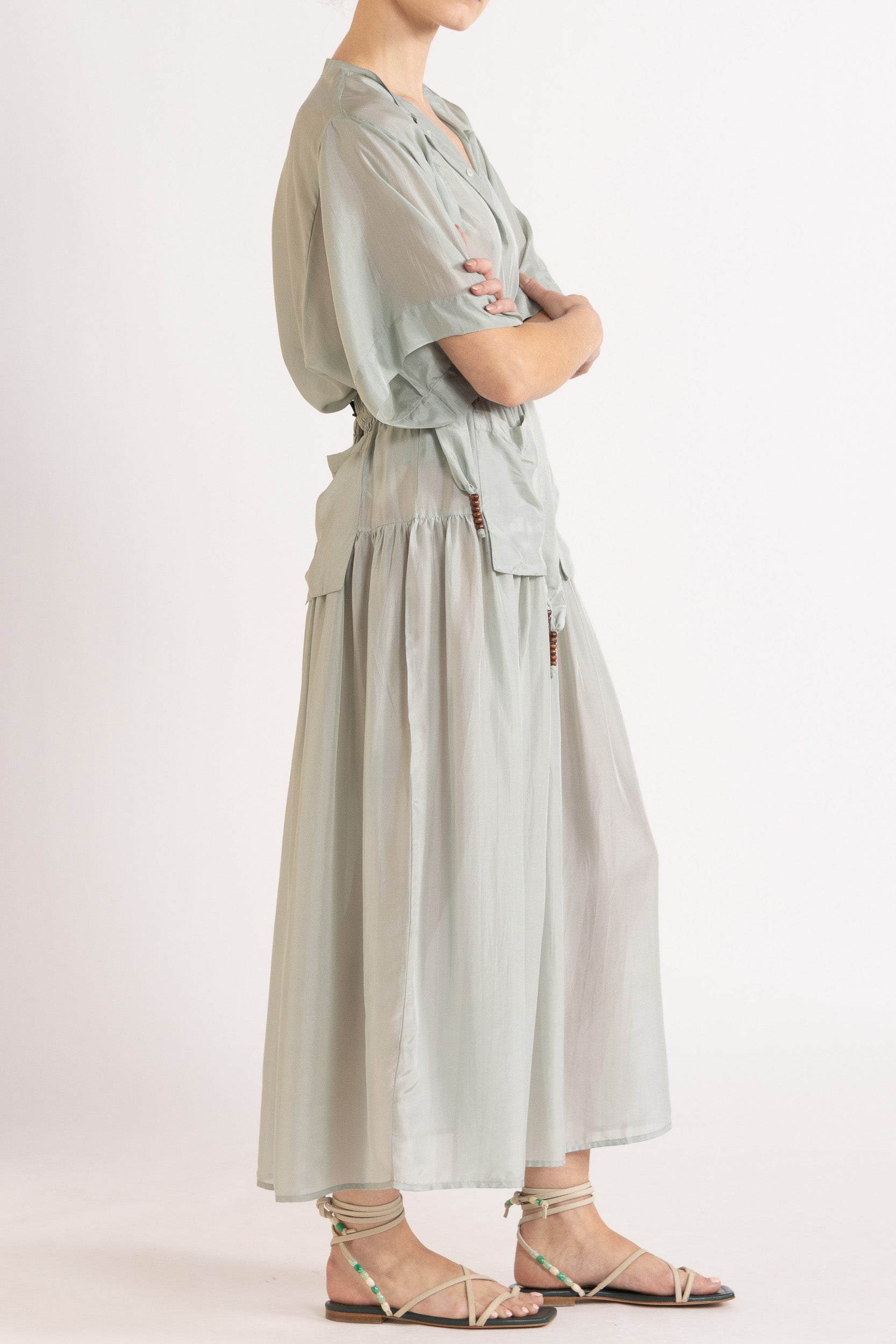 Amal Silk Habotai Short Sleeve Top