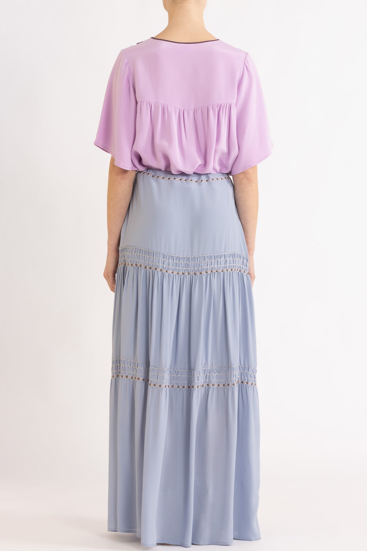 Lina Silk Crepe Short Sleeve Top