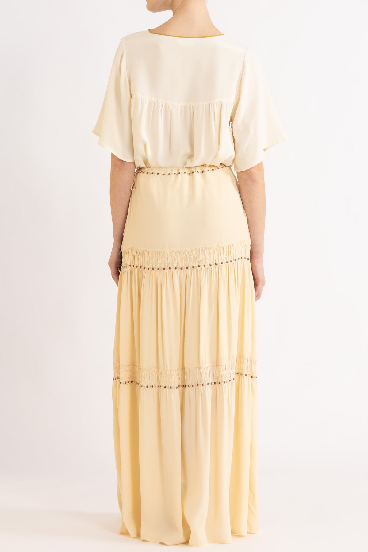 Lina Silk Crepe Short Sleeve Top