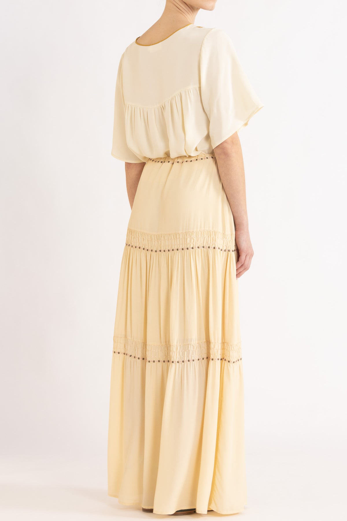Lina Silk Crepe Short Sleeve Top