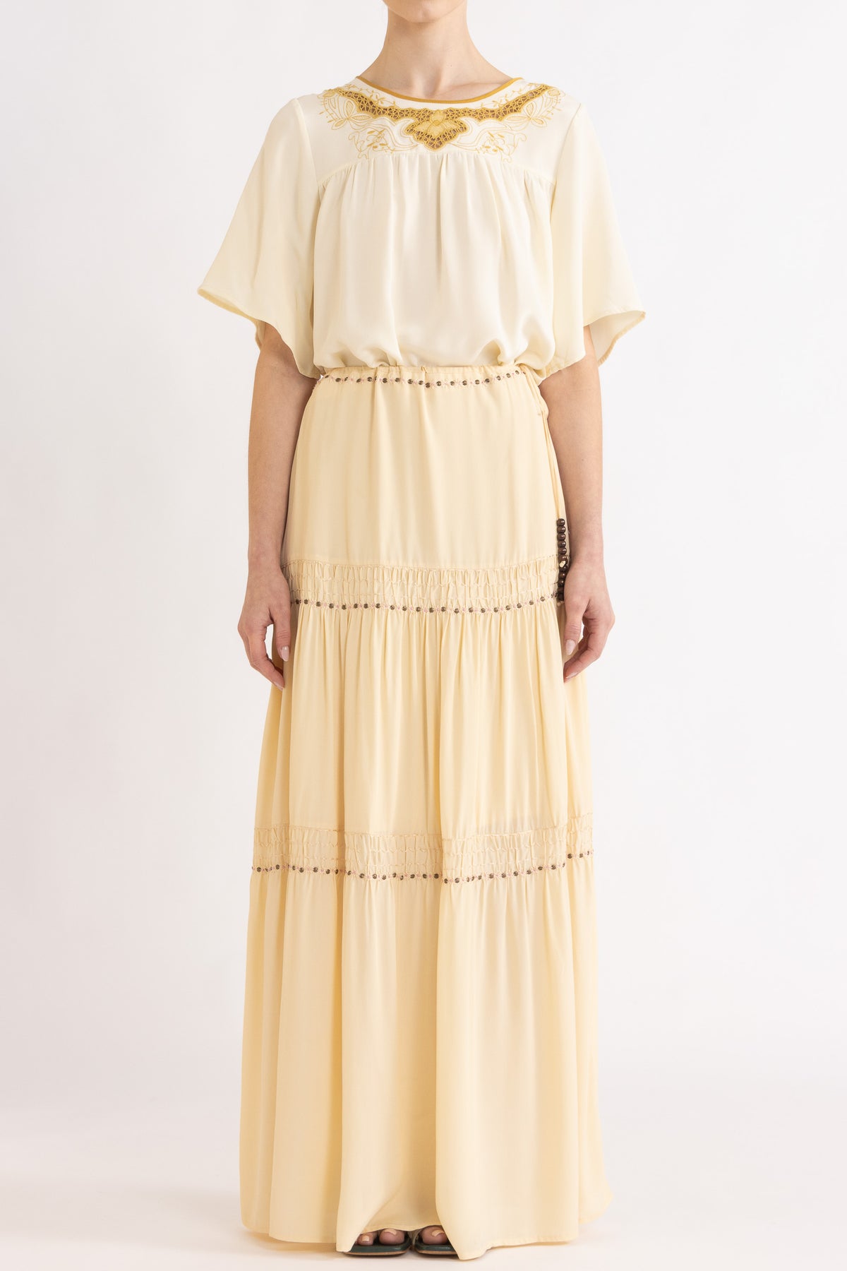 Lina Silk Crepe Short Sleeve Top