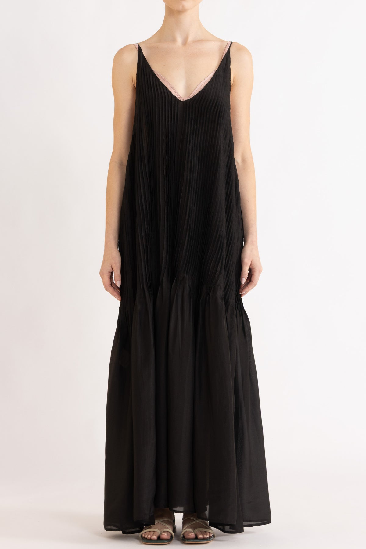 Lavinia Pleated Silk Maxi Dress
