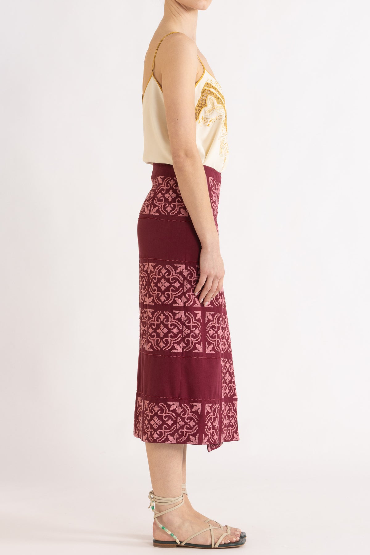 Malika Embroidered Wrap Skirt