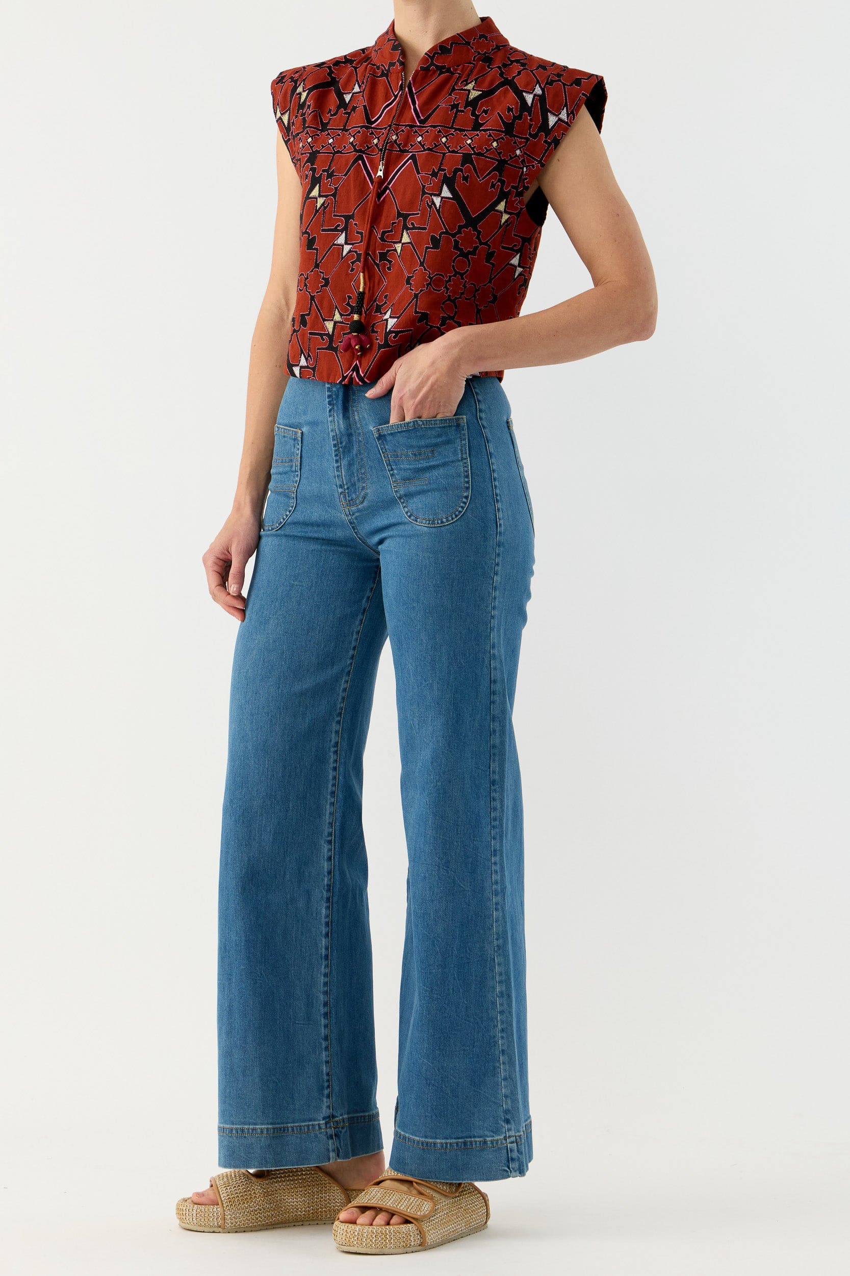 Jericho Embroidered Cotton Vest