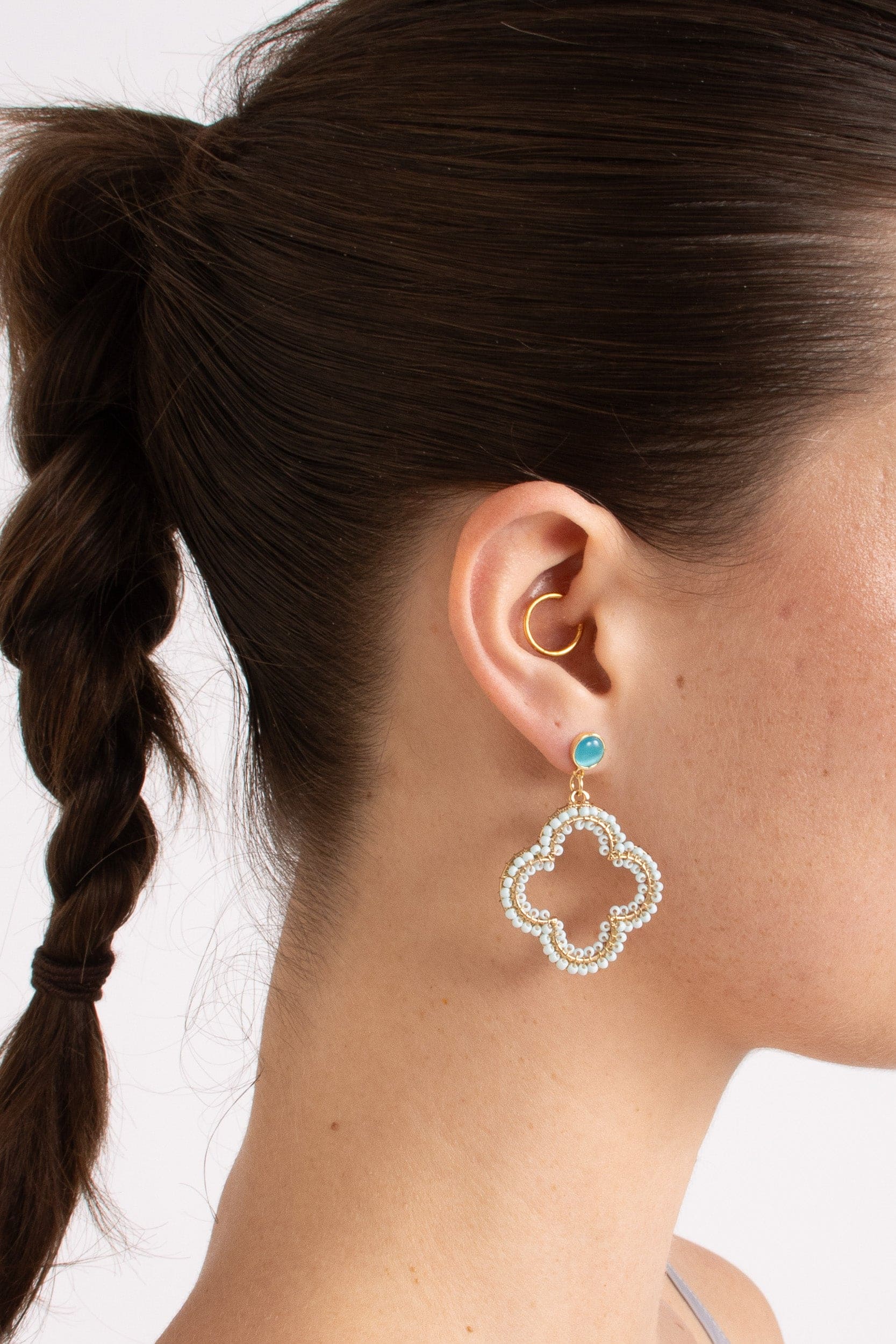 Gabbi Kelly Blue Resin Clover Earrings