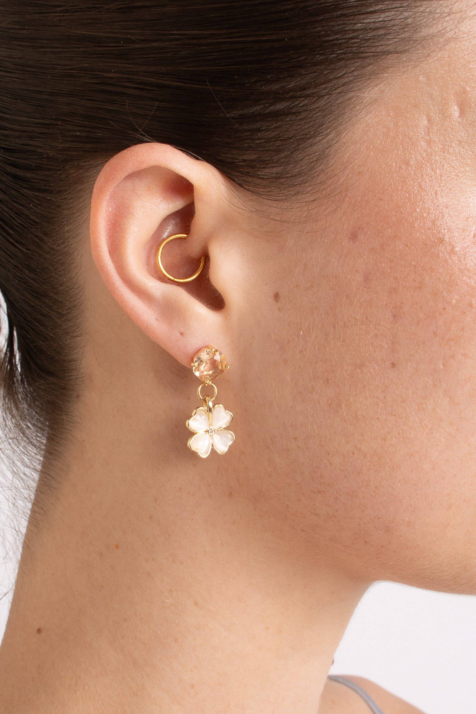 Gabbi Kelly Peach Crystal & Resin Flower Earrings